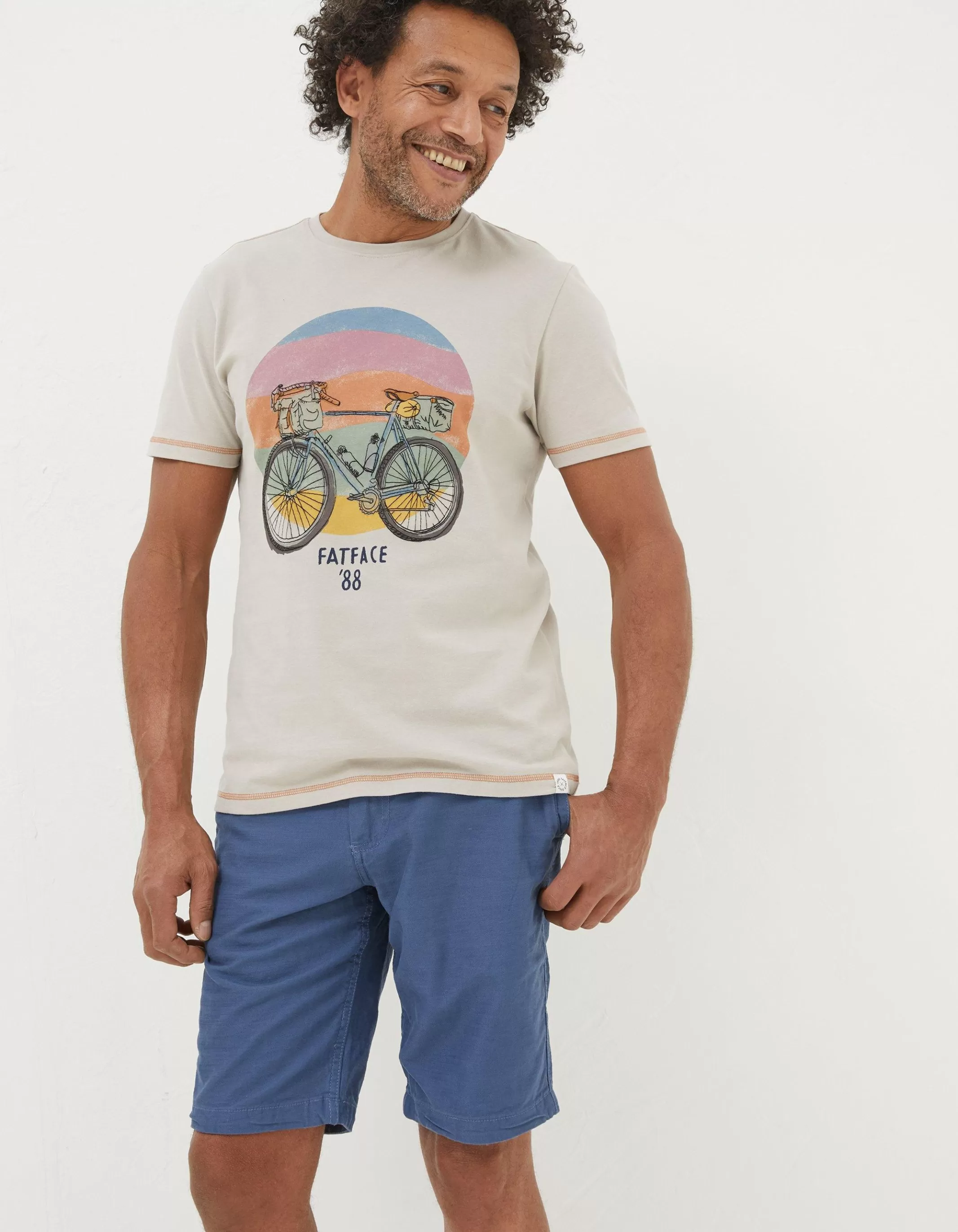 Best FatFace Stow Flat Front Shorts Washed Blue