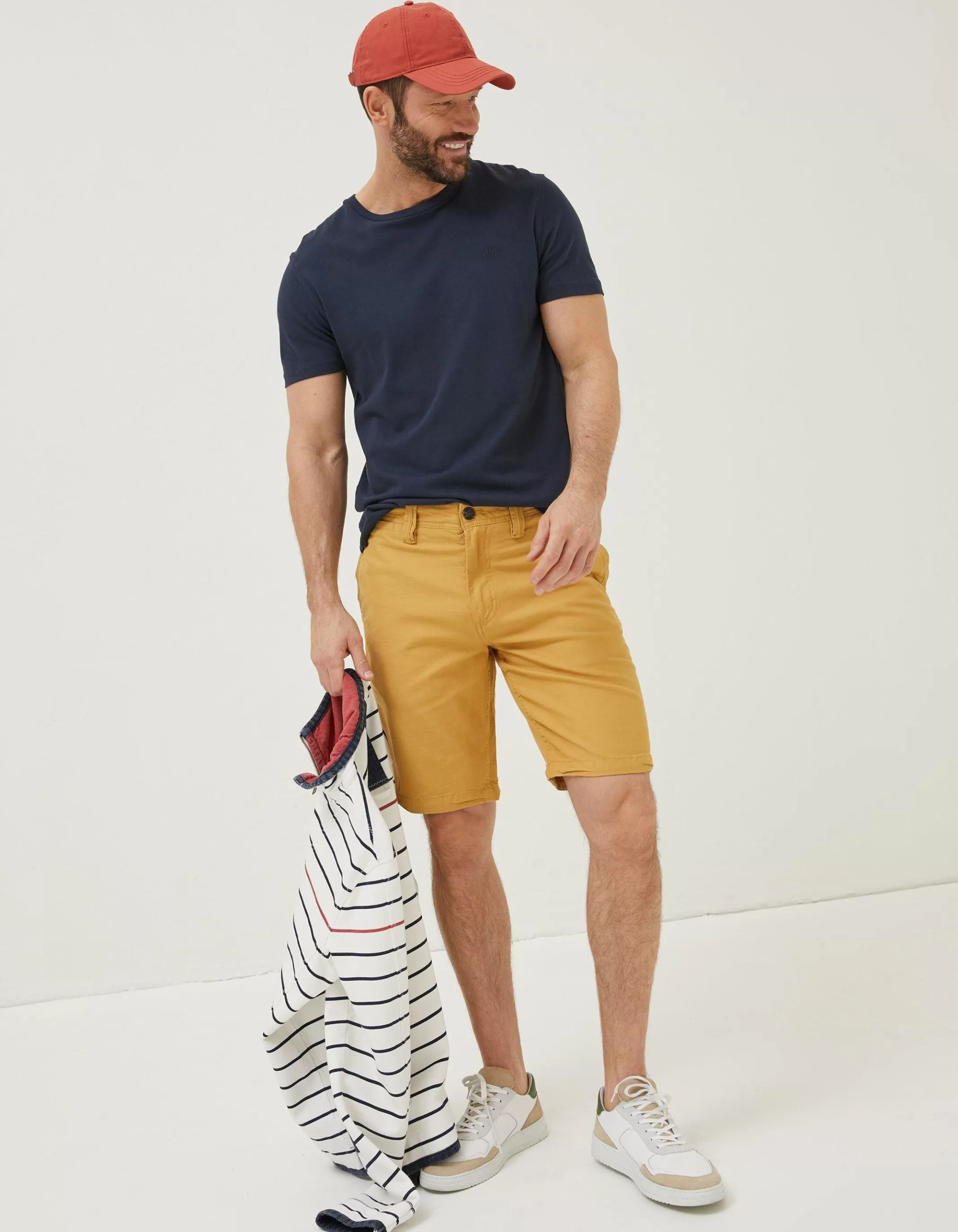 Shop FatFace Stow Flat Front Shorts Golden Yellow