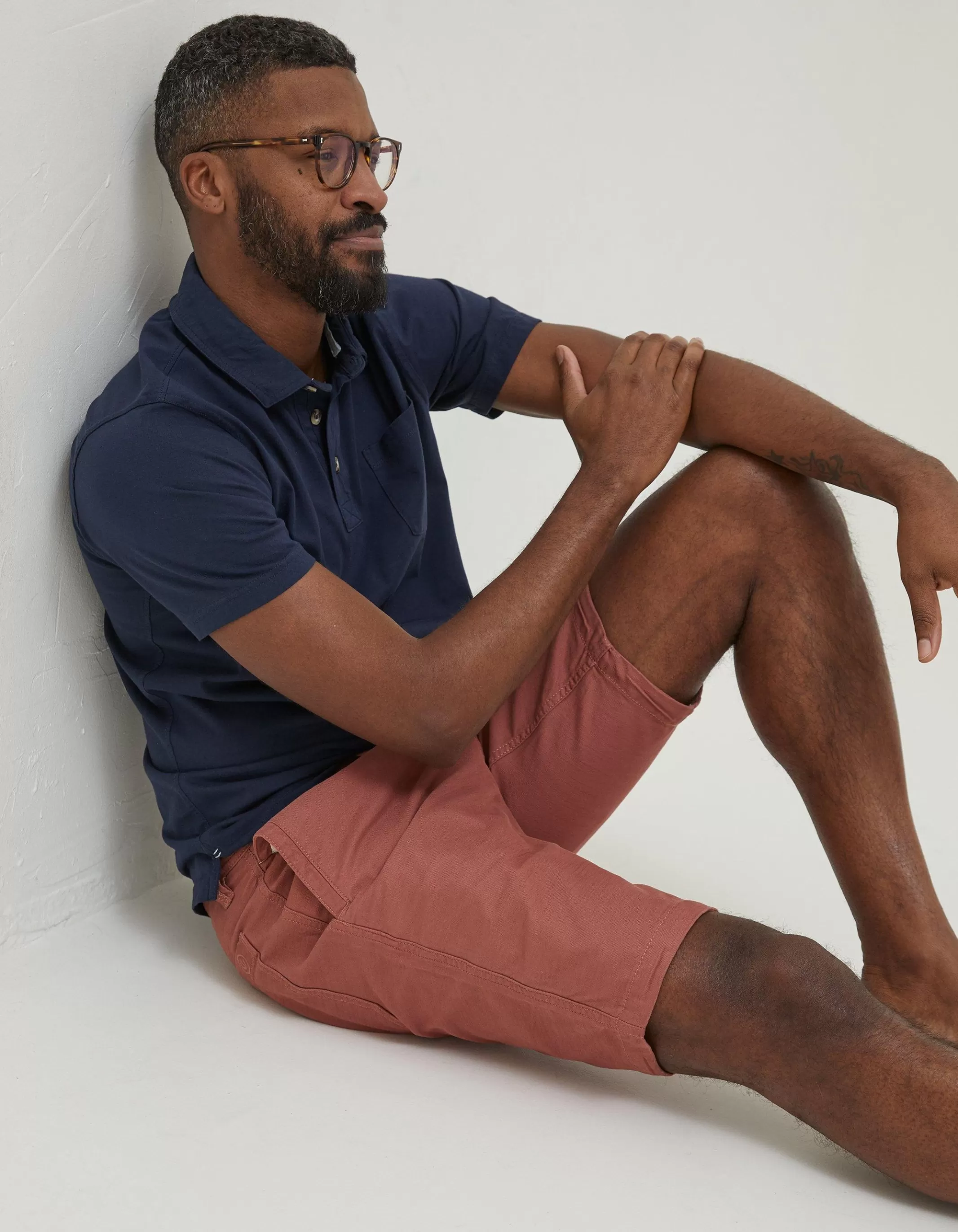 Cheap FatFace Stow Flat Front Shorts Washed Orange