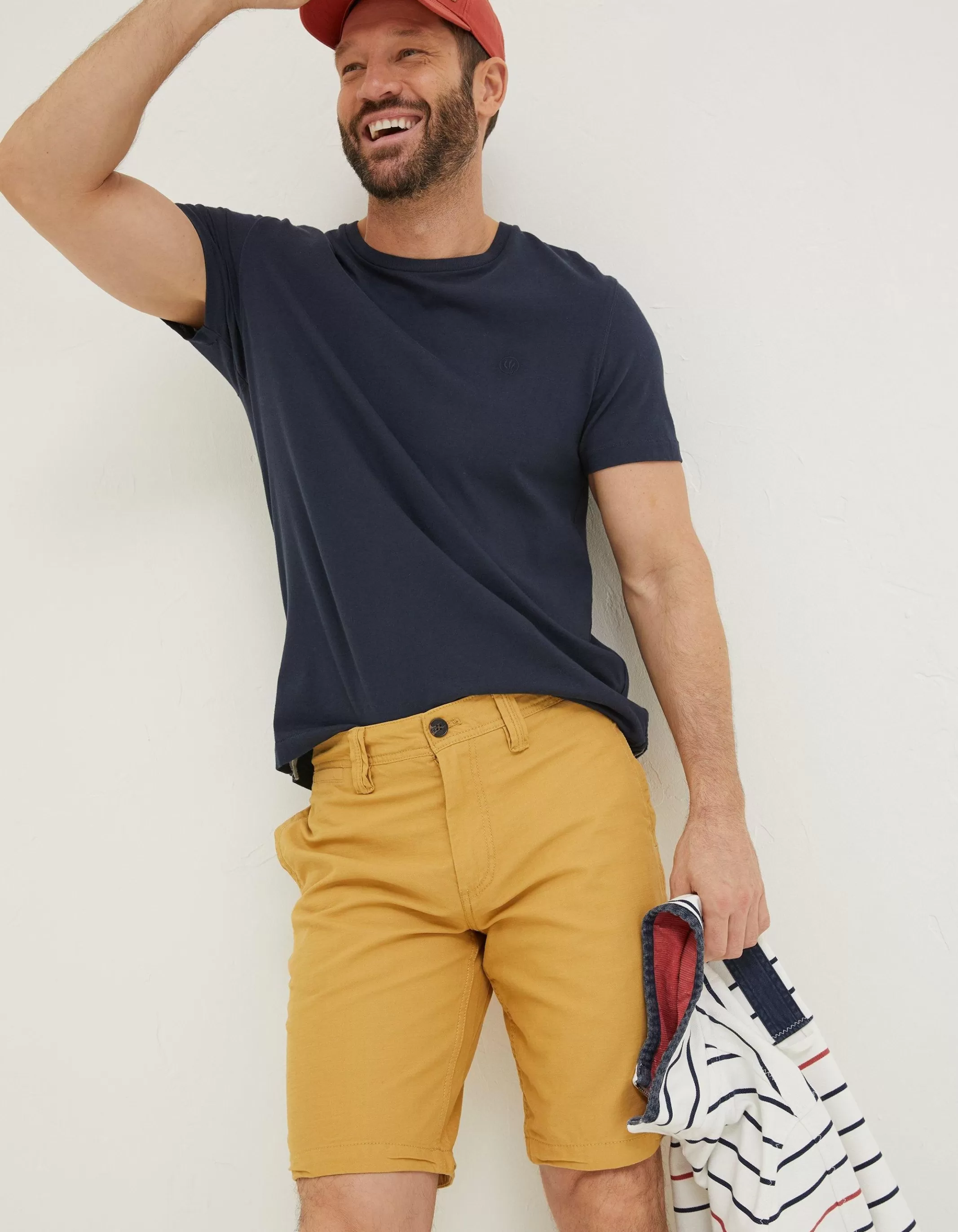 Shop FatFace Stow Flat Front Shorts Golden Yellow