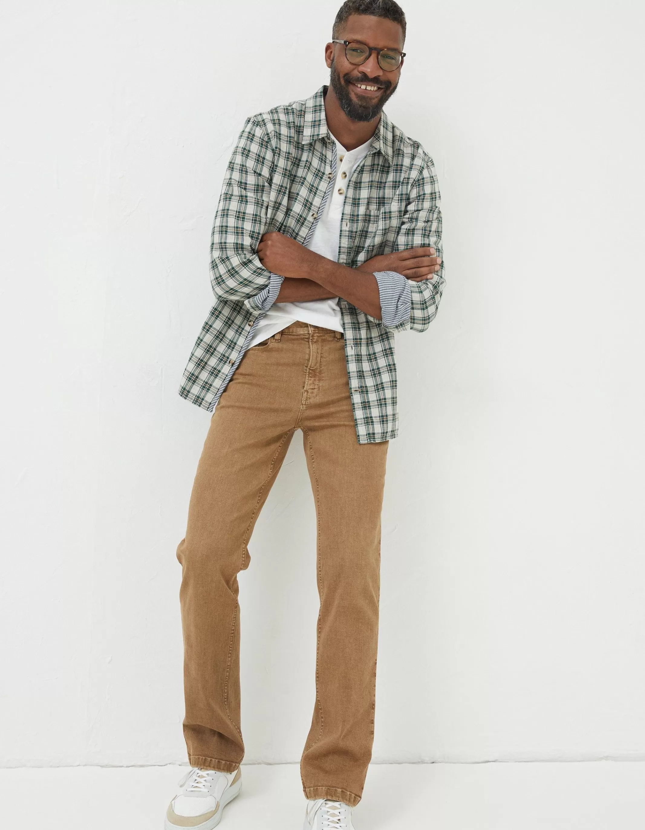 New FatFace Straight 5 Pocket Jeans Tan