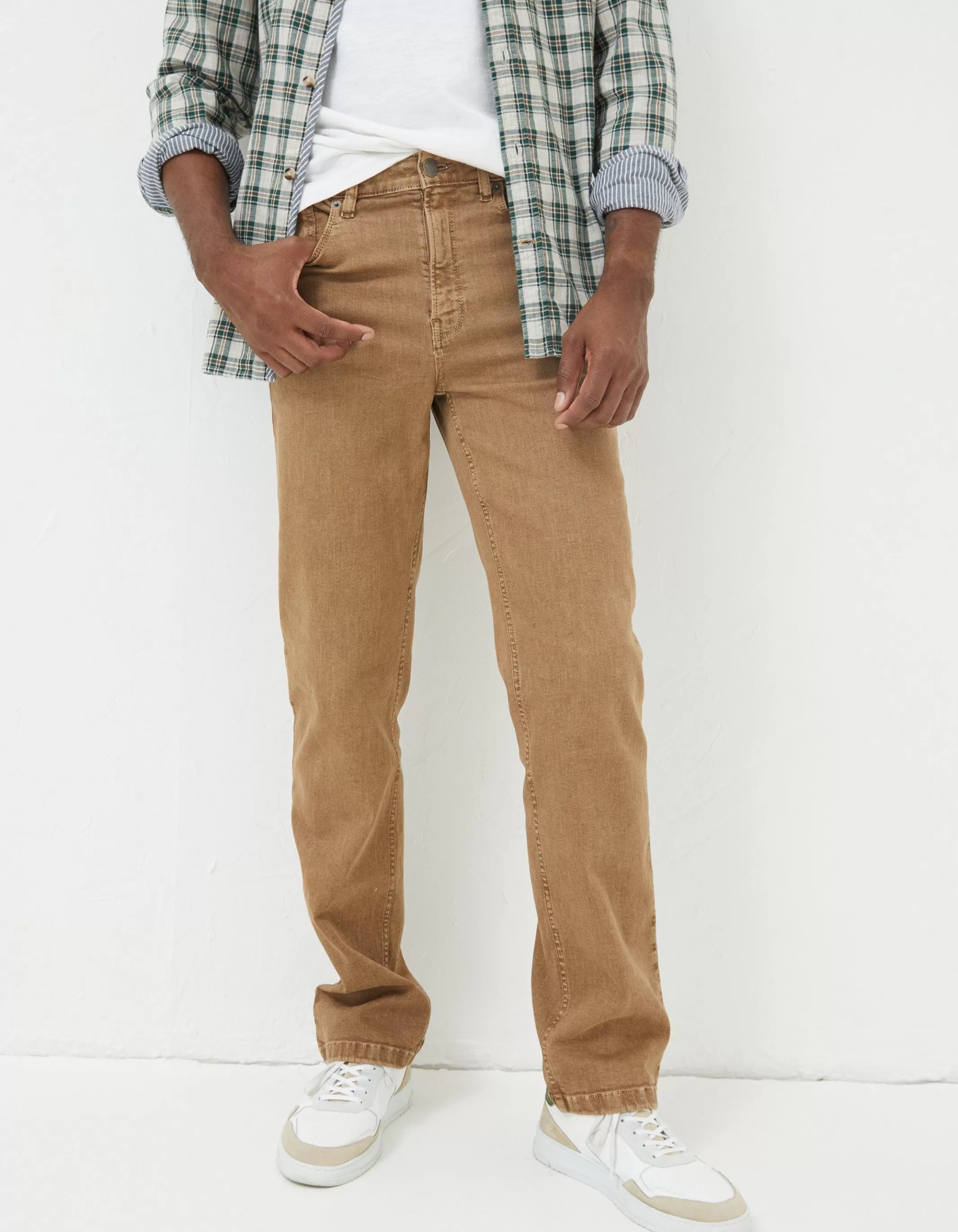 New FatFace Straight 5 Pocket Jeans Tan