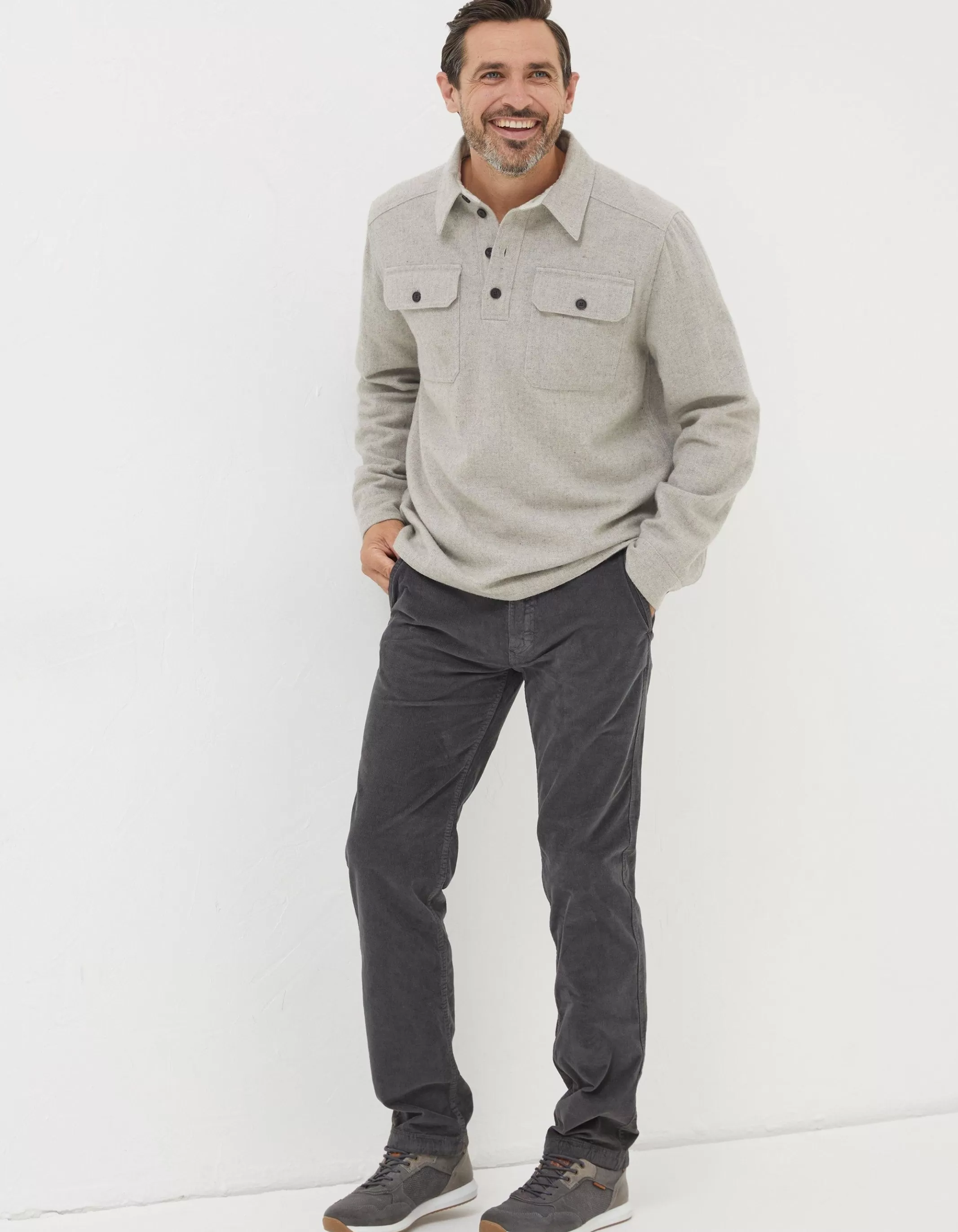 Shop FatFace Straight Cord Trousers Grey