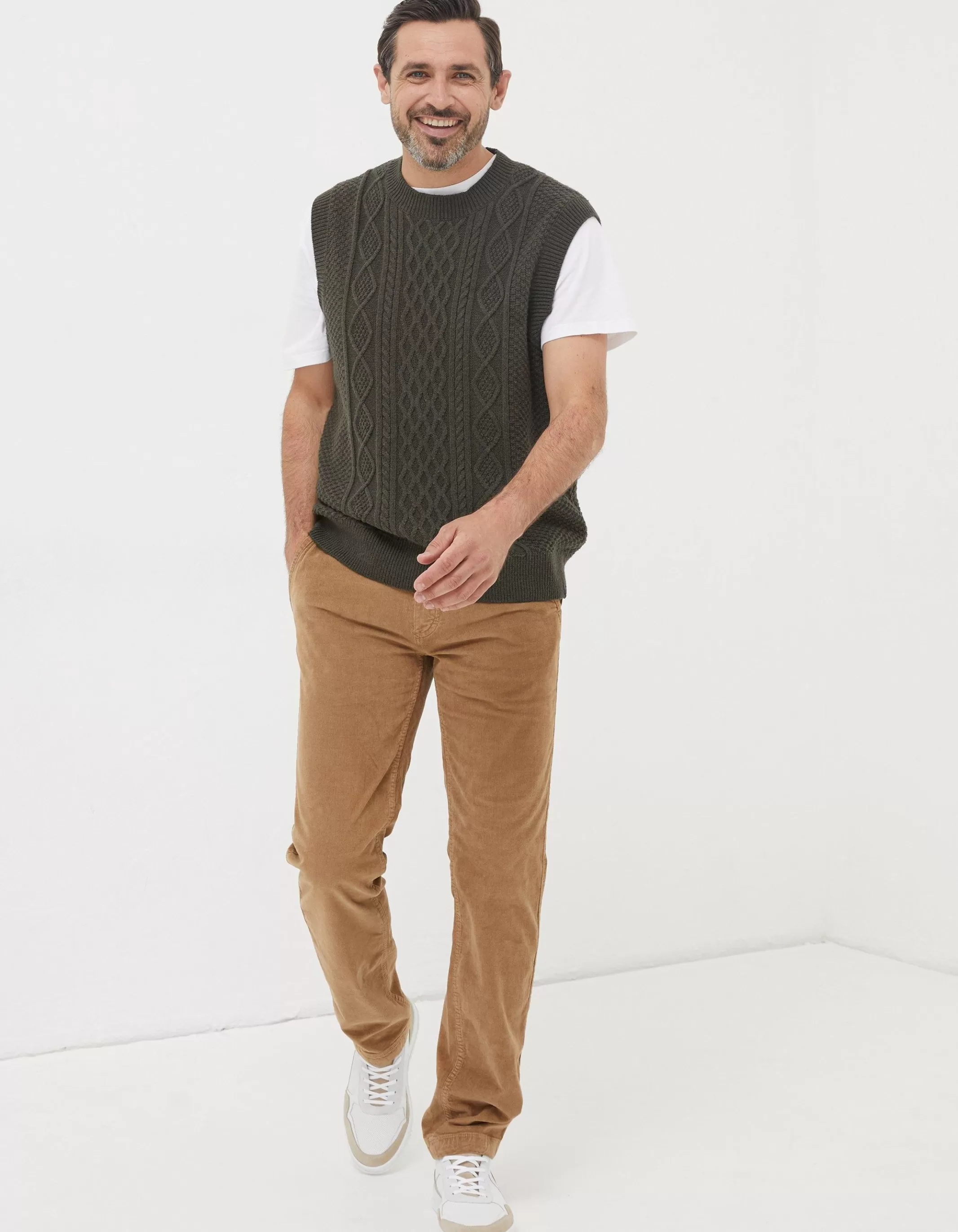 Shop FatFace Straight Cord Trousers Dark Stone