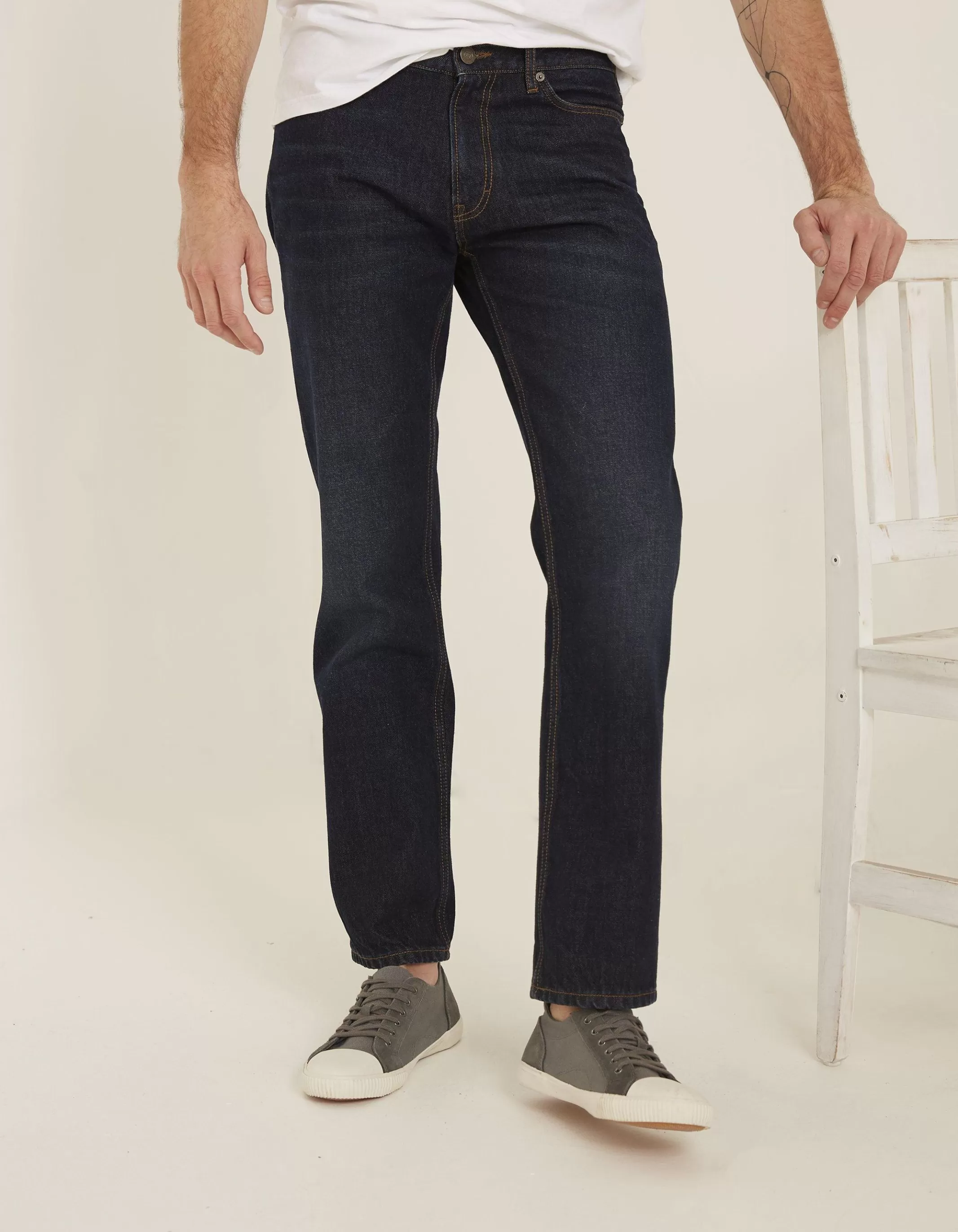 Best Sale FatFace Straight Dark Vintage Wash Jeans Denim