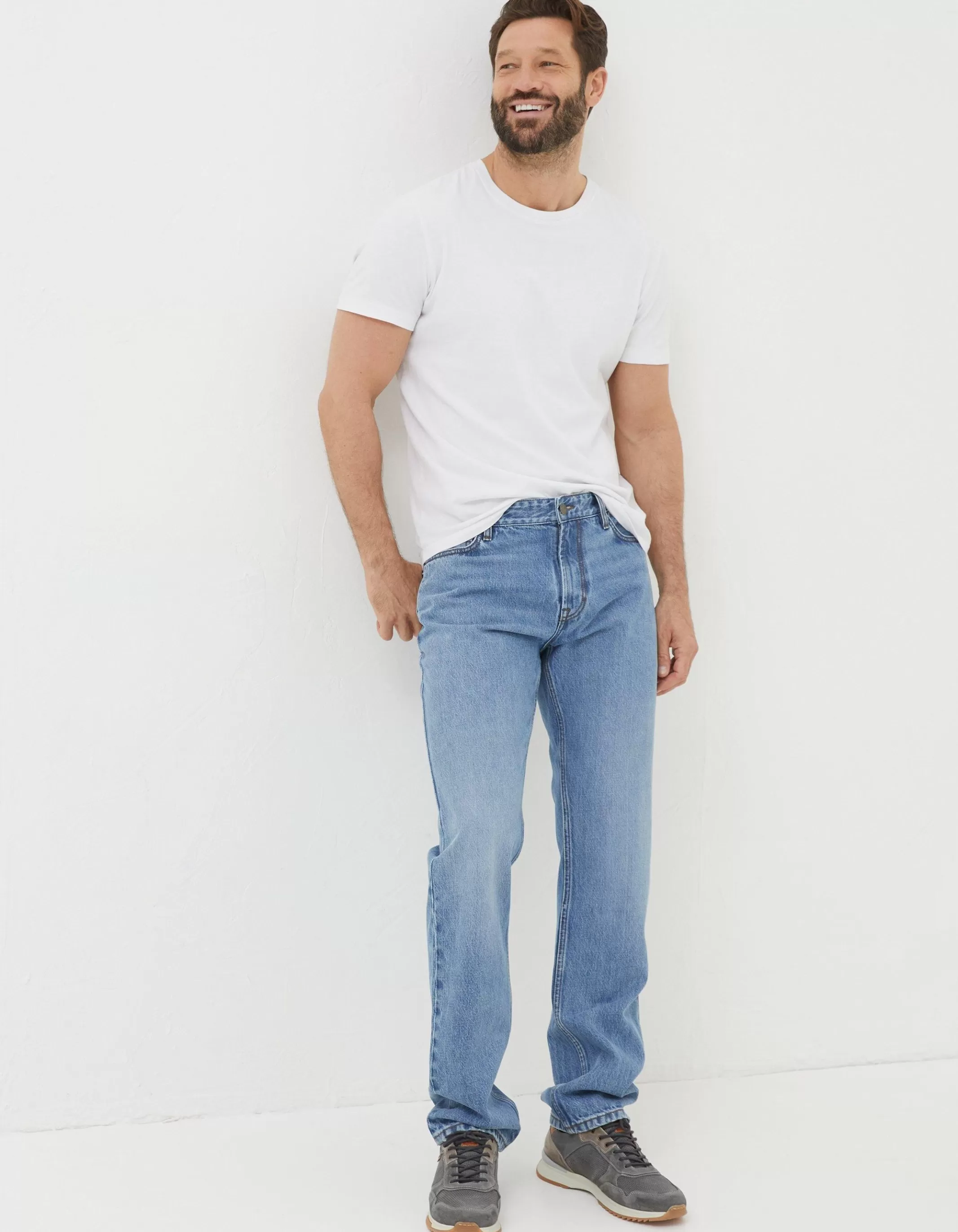 Online FatFace Straight Fit Jeans Light Denim Blue