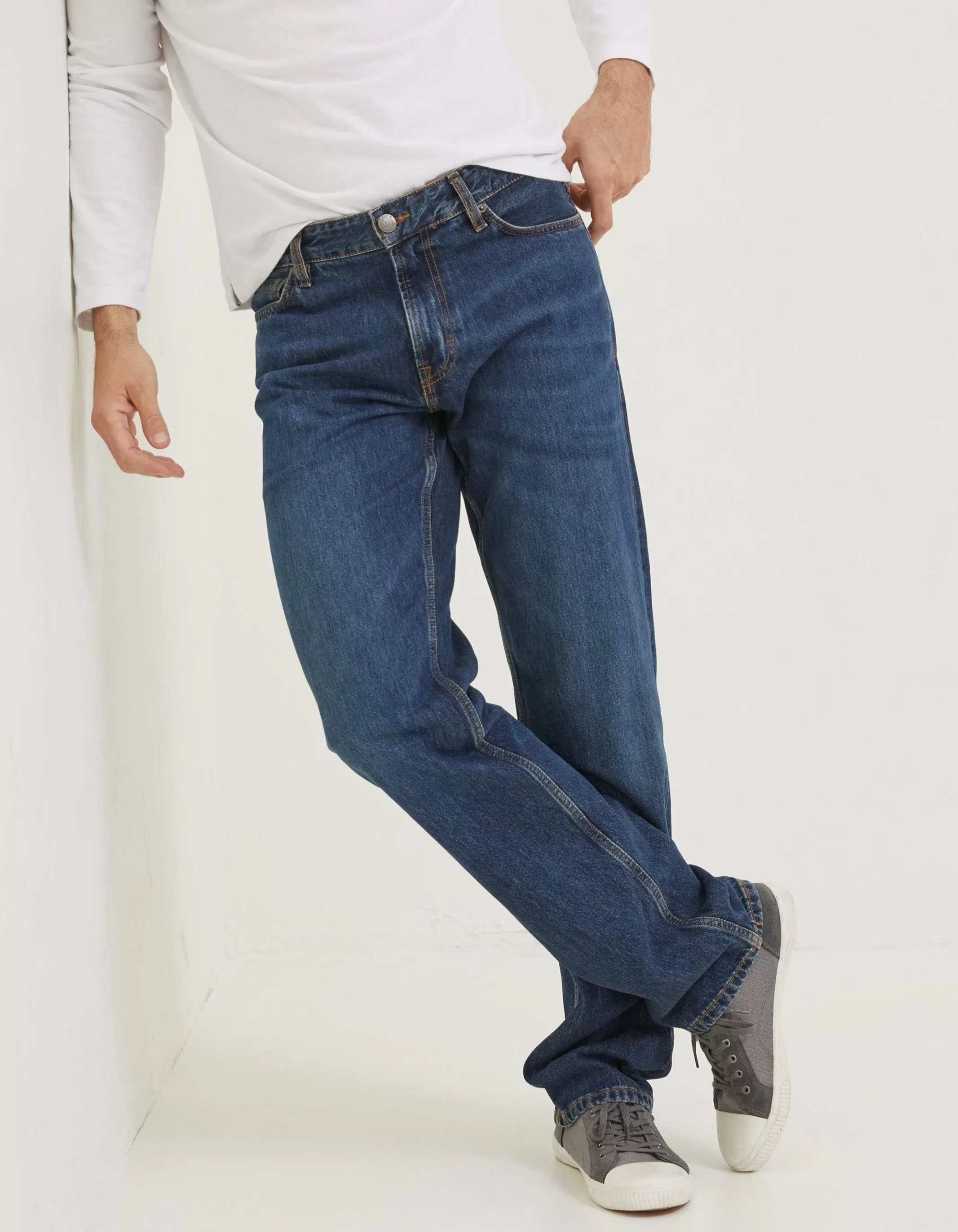 Fashion FatFace Straight Mid Wash Jeans Denim