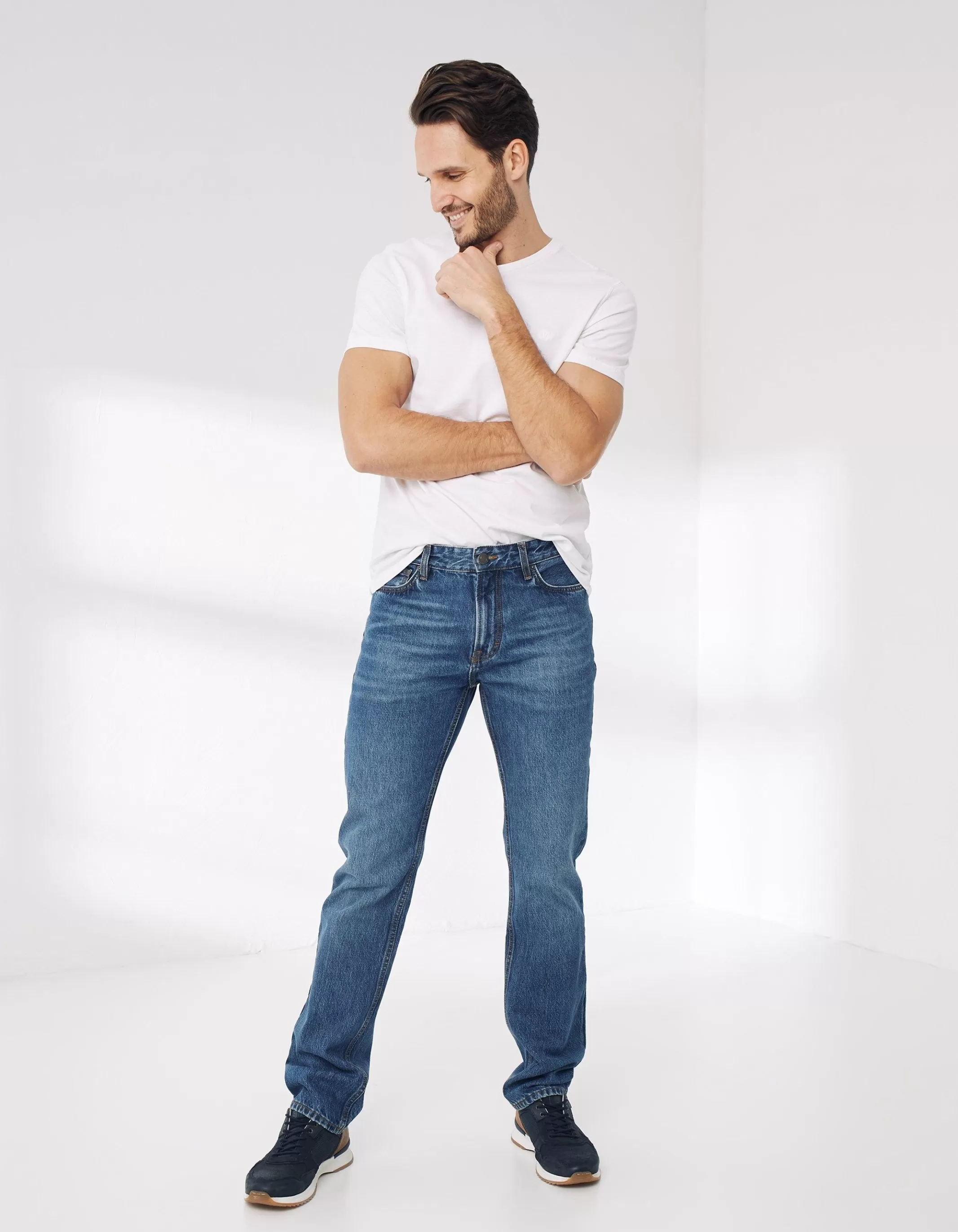 Shop FatFace Straight Stone Wash Jeans Denim