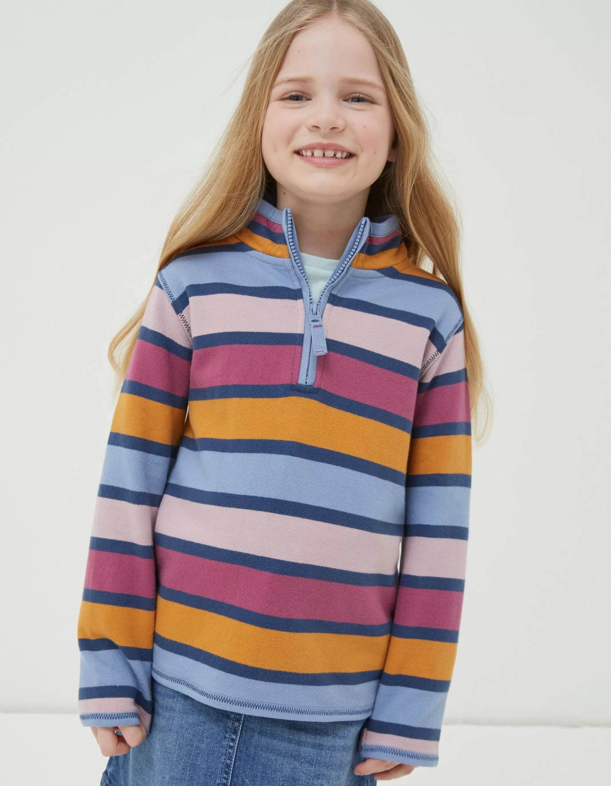 Outlet FatFace Stripe Half Neck Sweatshirt Multi