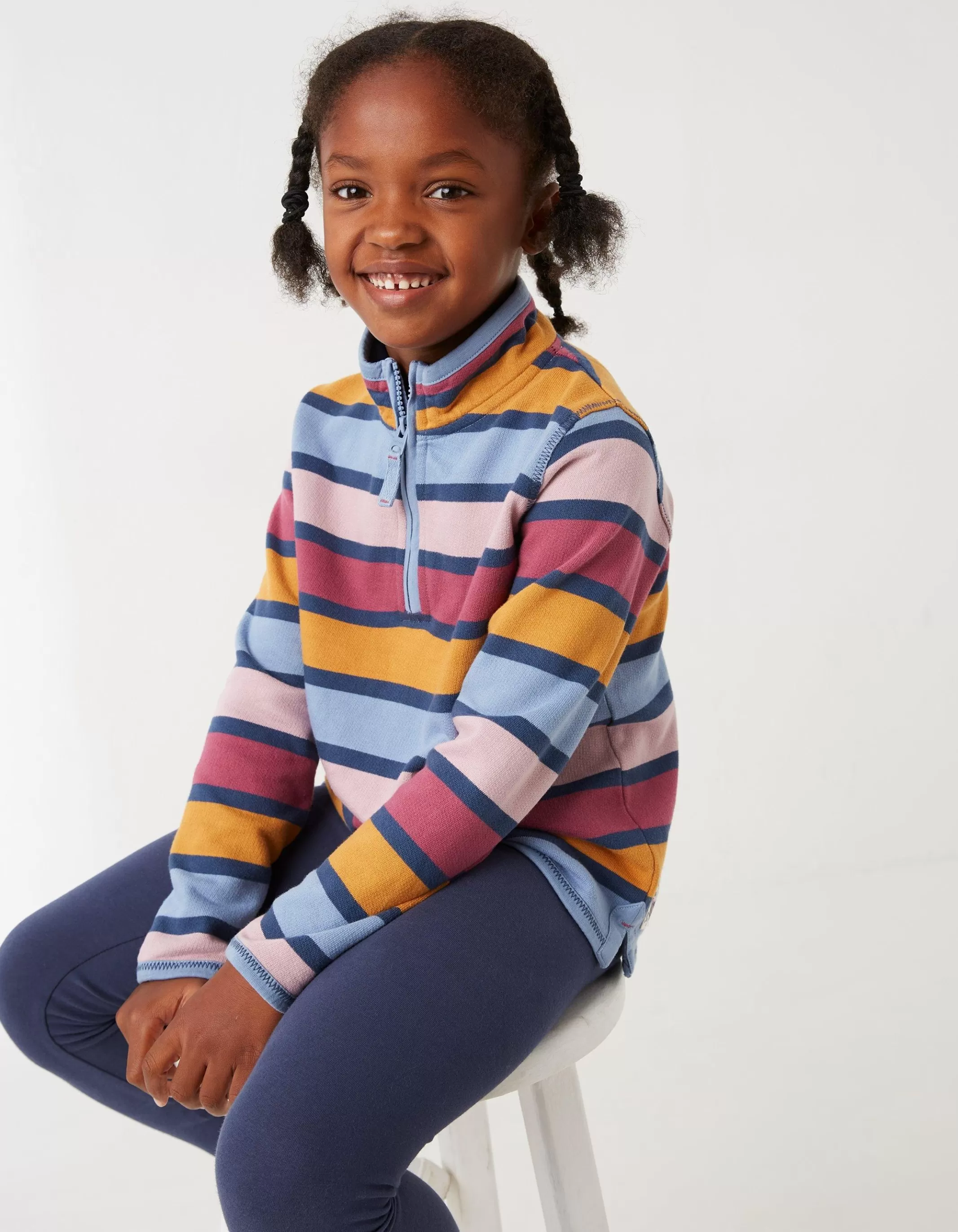 Outlet FatFace Stripe Half Neck Sweatshirt Multi