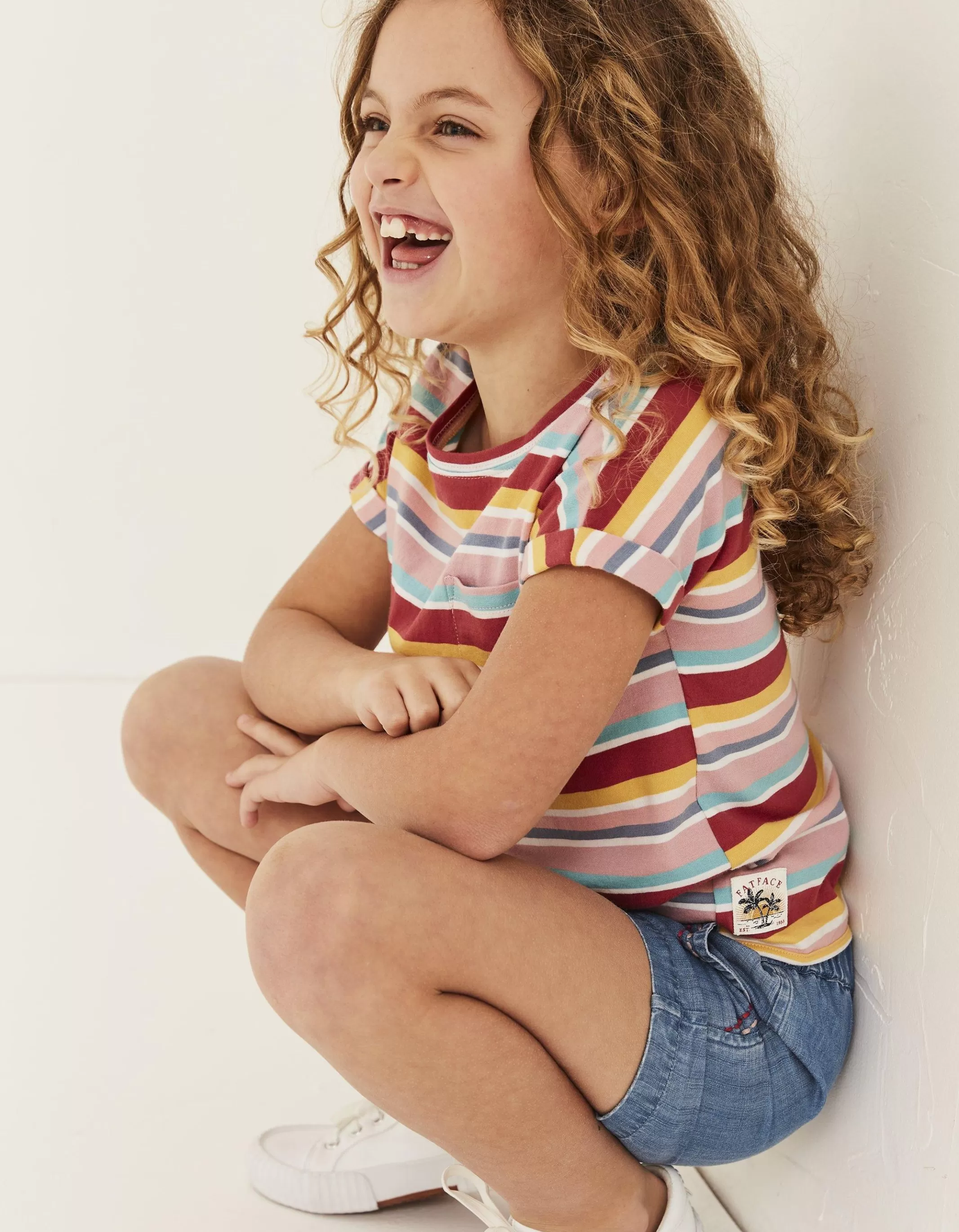 Clearance FatFace Stripe Knot Front T-Shirt Multi