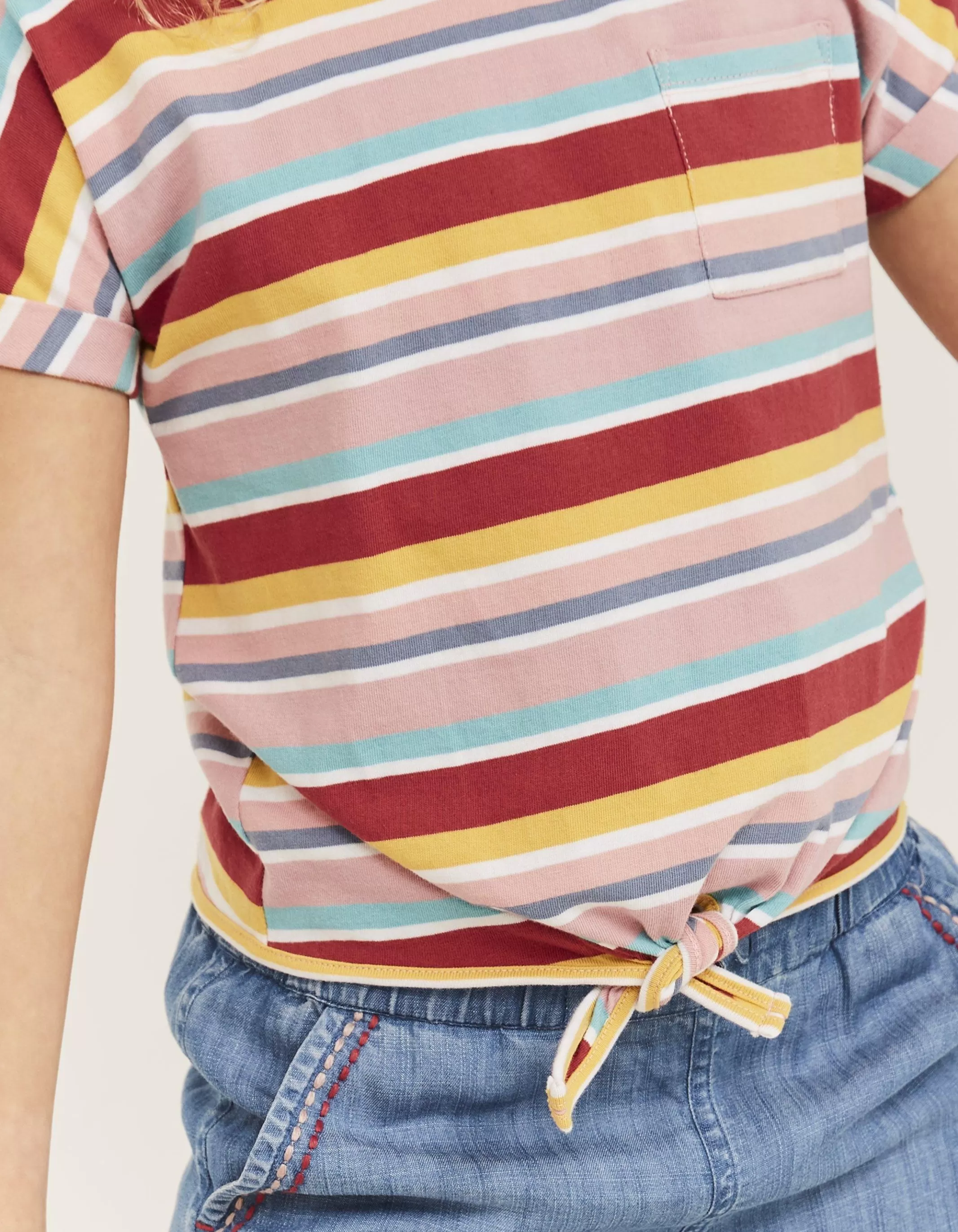 Clearance FatFace Stripe Knot Front T-Shirt Multi