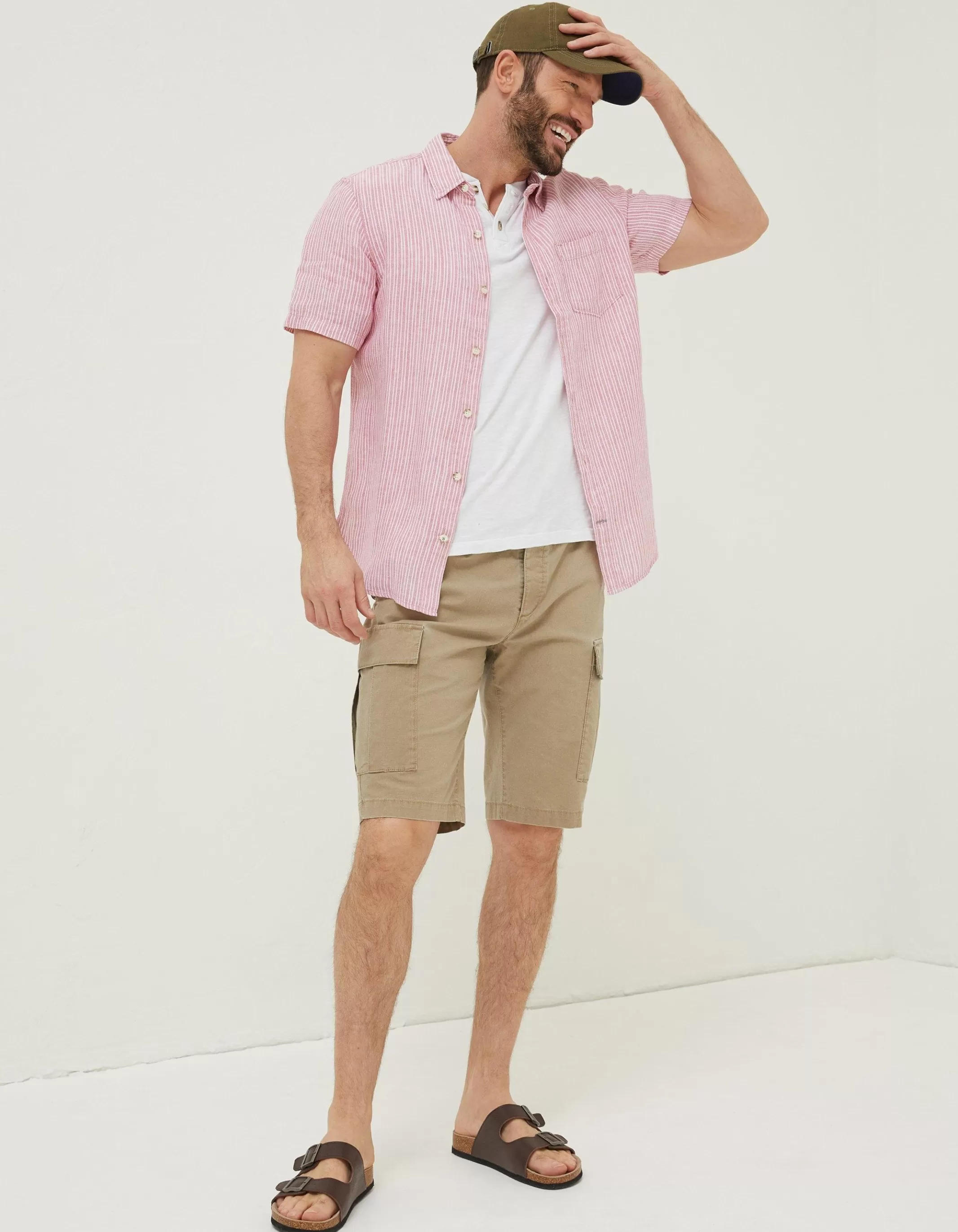 Fashion FatFace Stripe Linen Shirt Pink