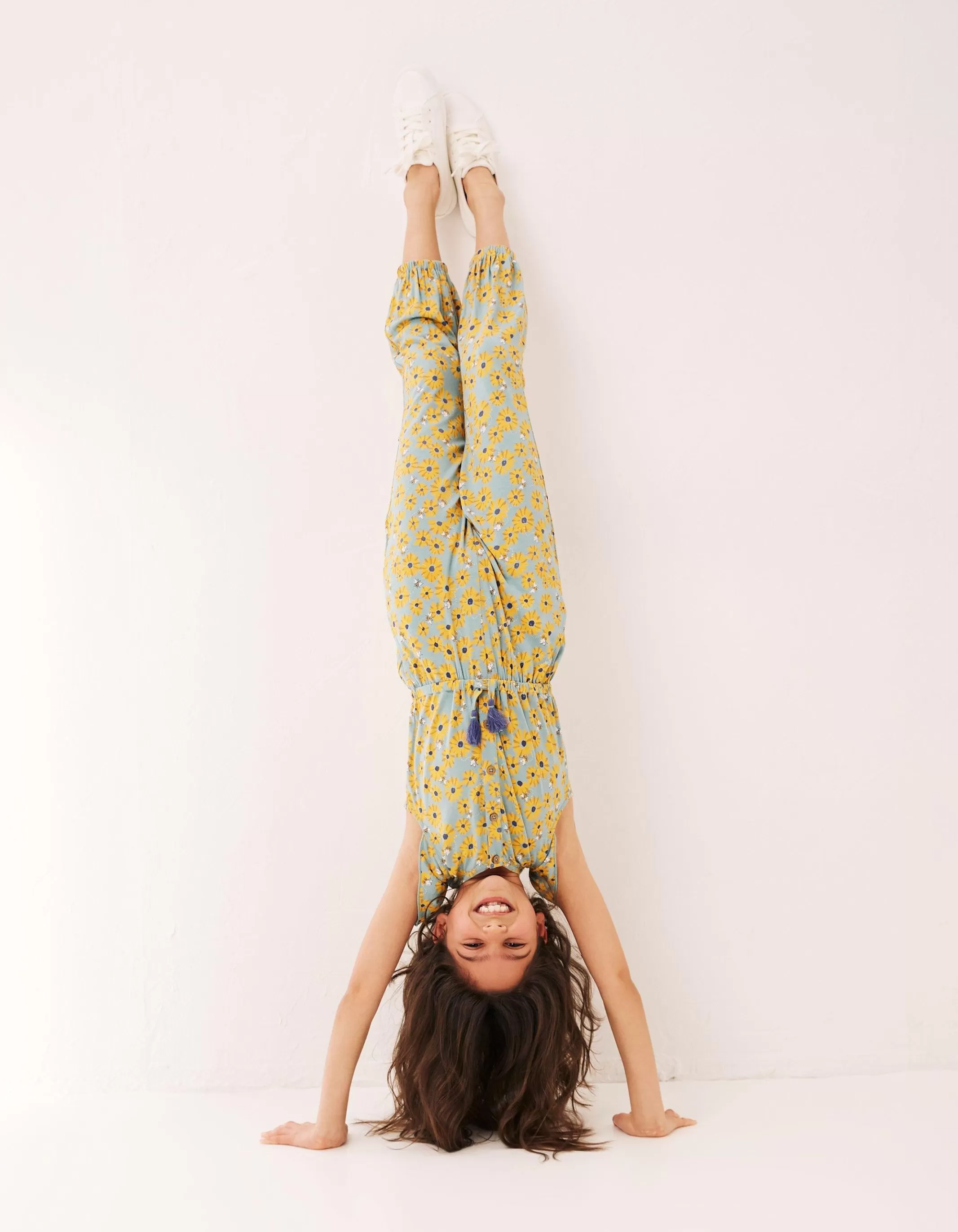Online FatFace Sunflower Print Jumpsuit Teal