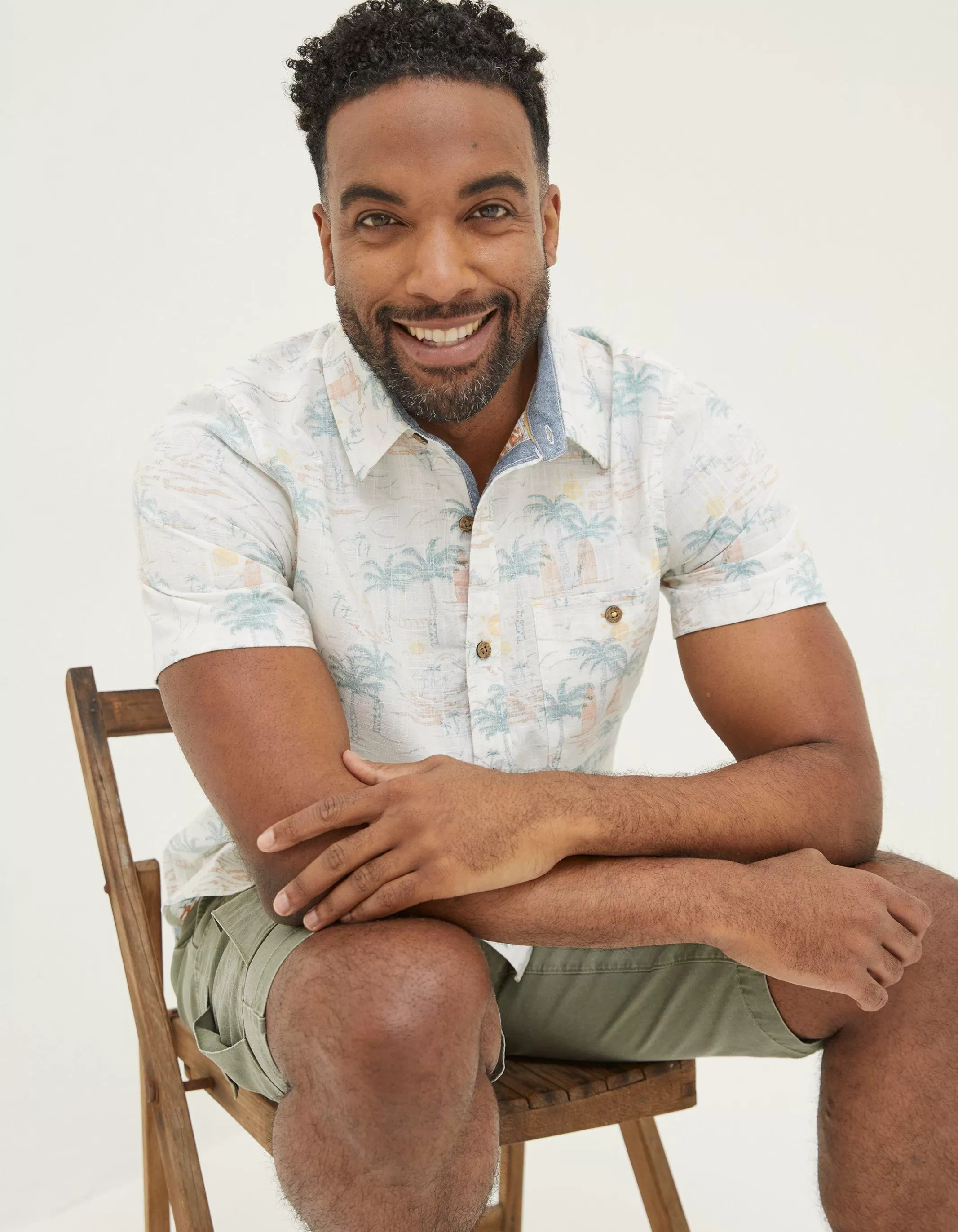 Clearance FatFace Surf Print Shirt White