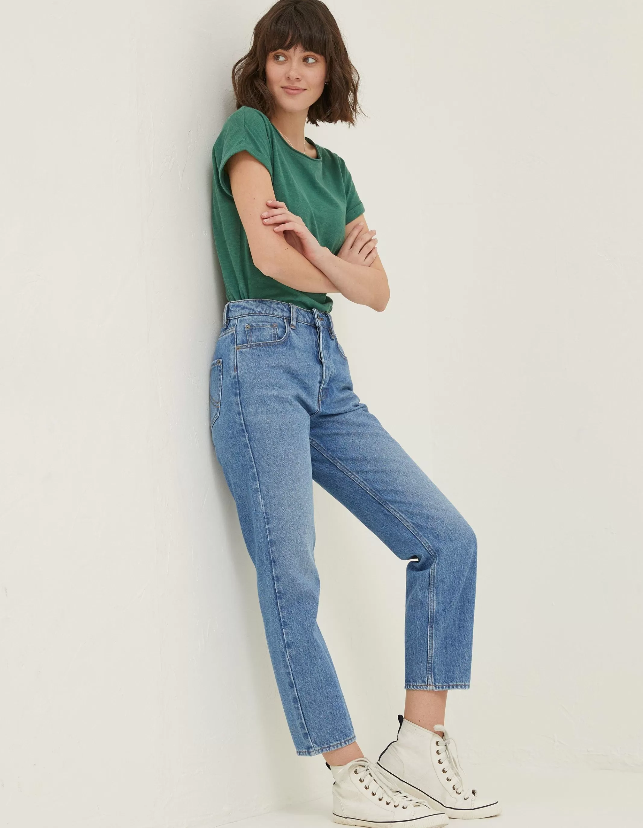 Outlet FatFace Sutton Straight Cropped Jeans Mid Blue