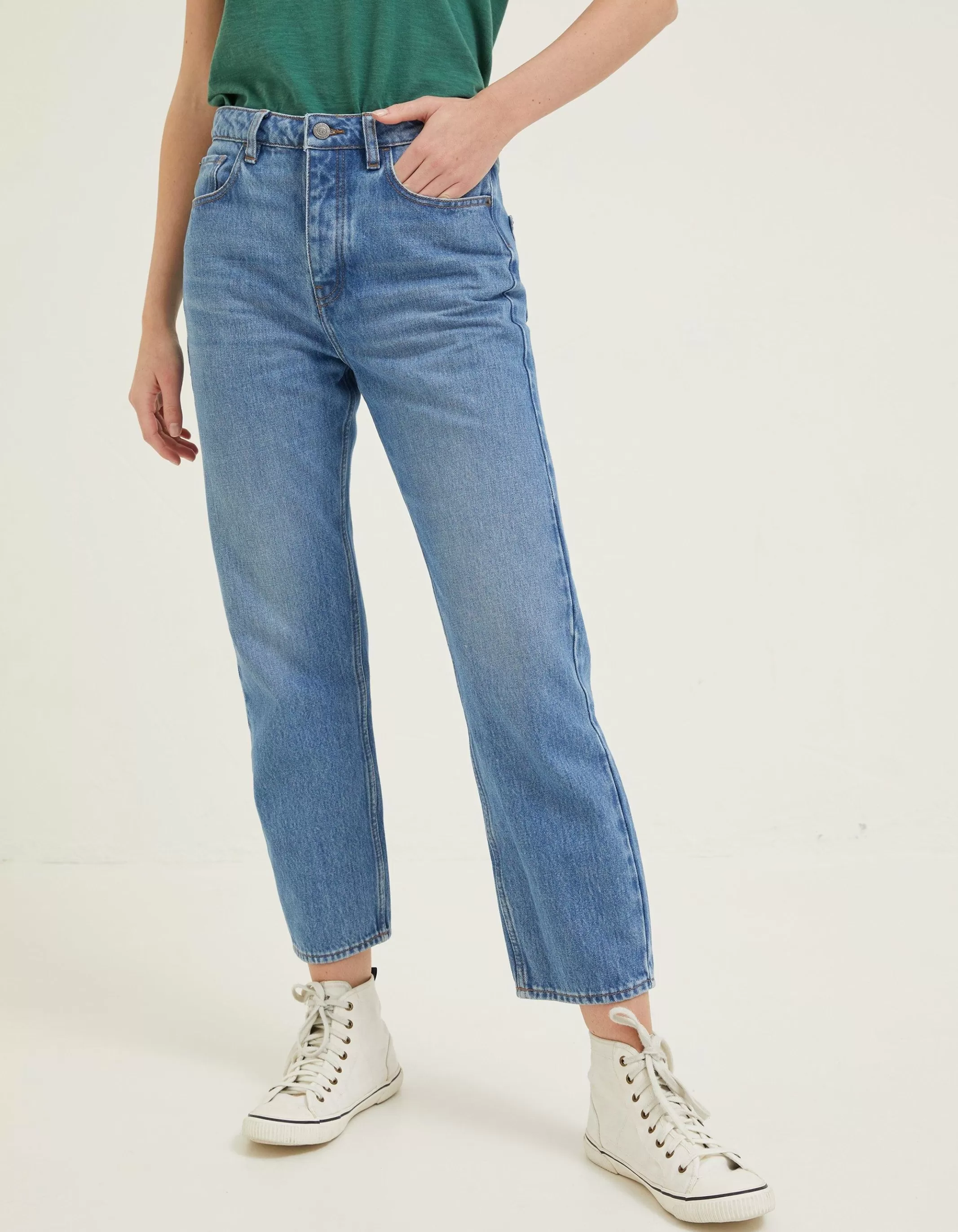 Outlet FatFace Sutton Straight Cropped Jeans Mid Blue