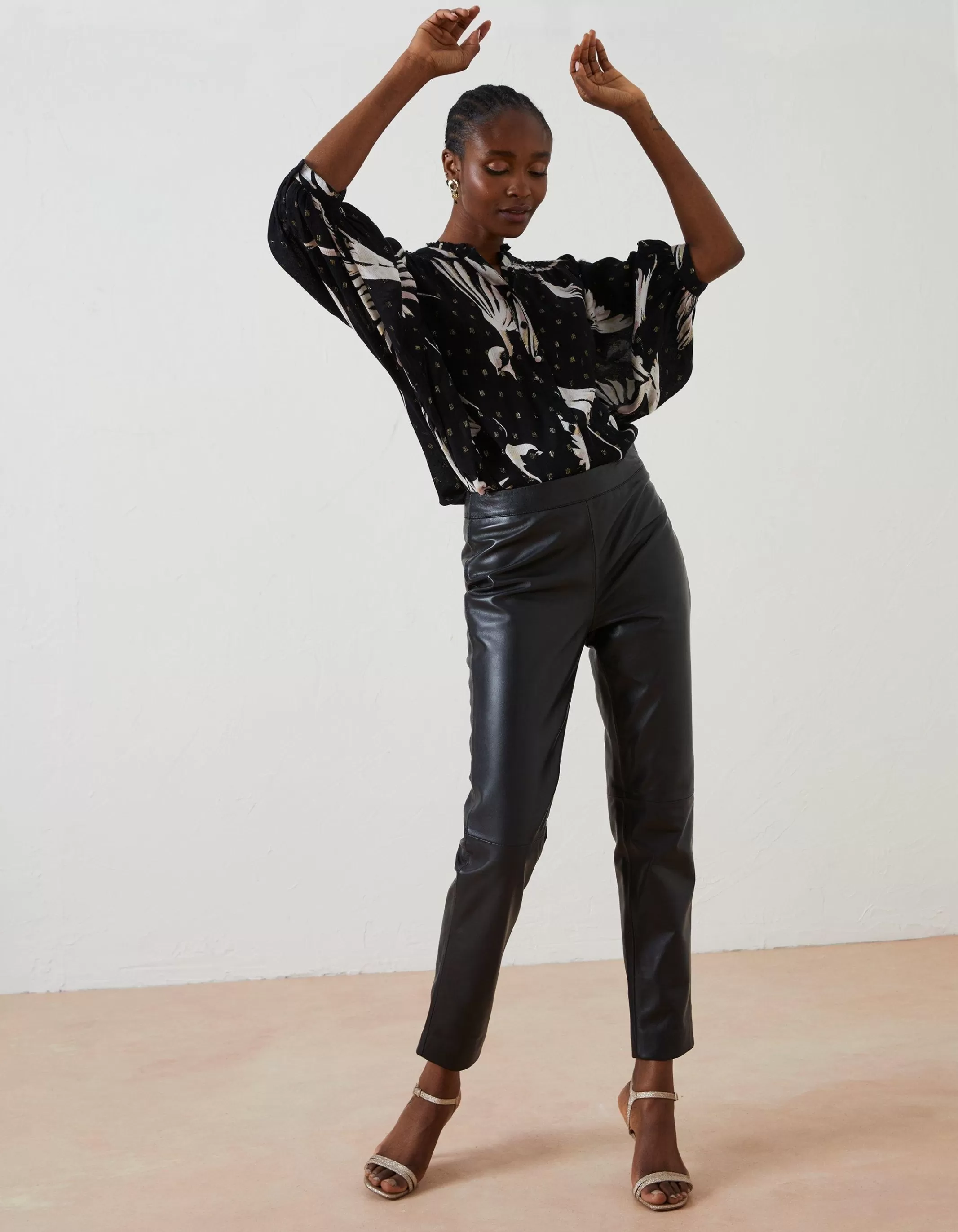Cheap FatFace Swallow Print Evelyn Blouse Black