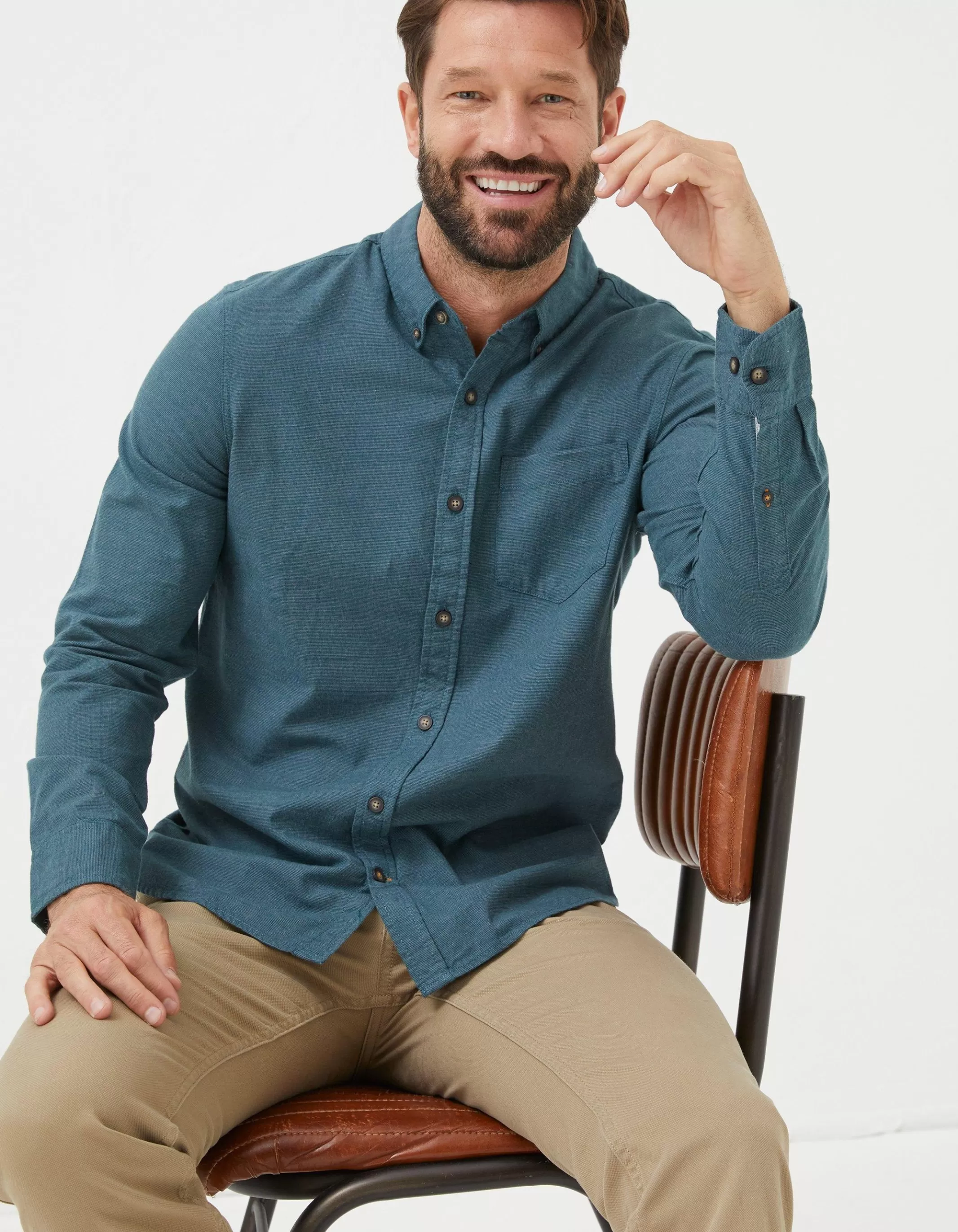 Outlet FatFace Tadlow Shirt Dark Teal