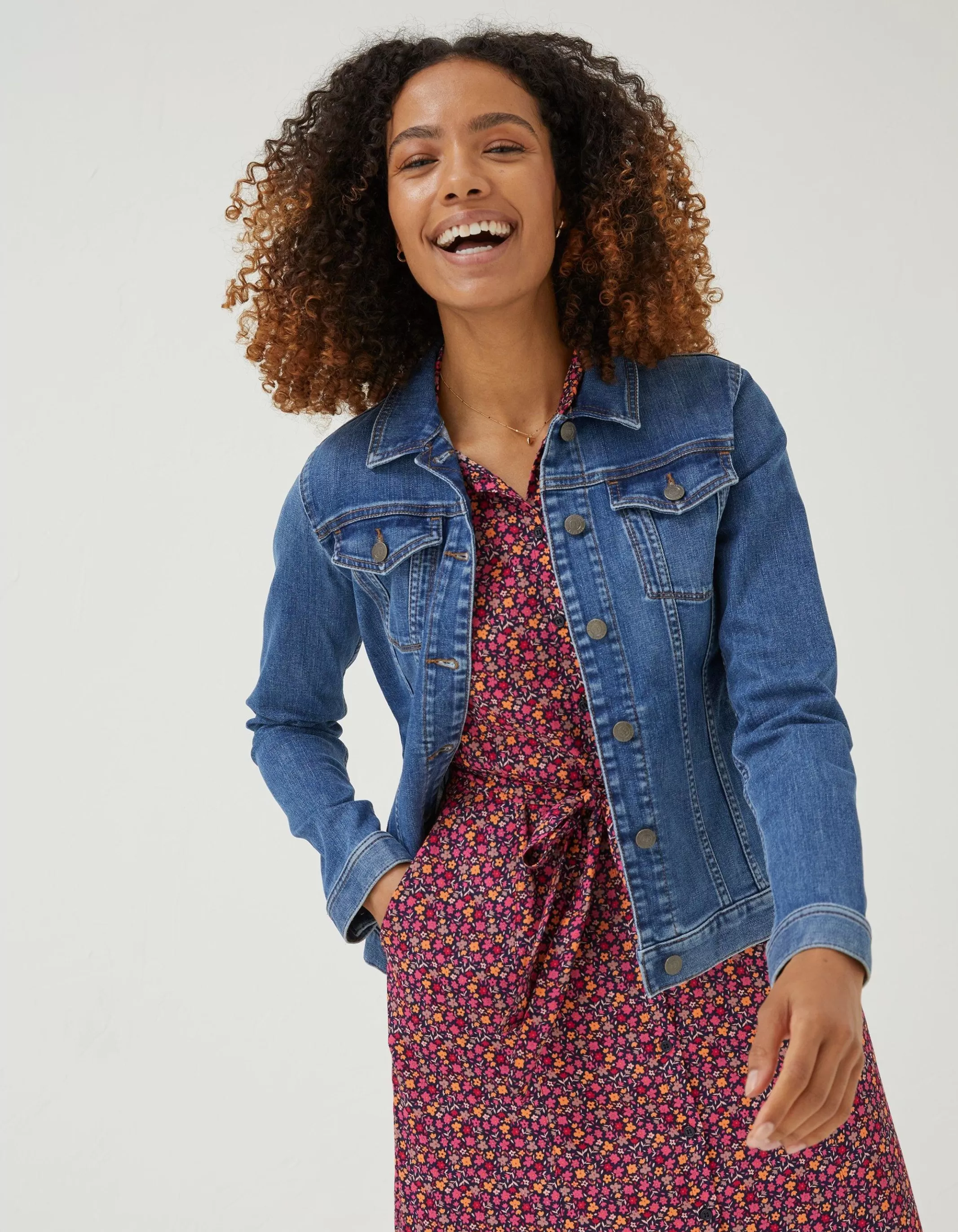 Best Sale FatFace Tasha Denim Jacket Mid Blue