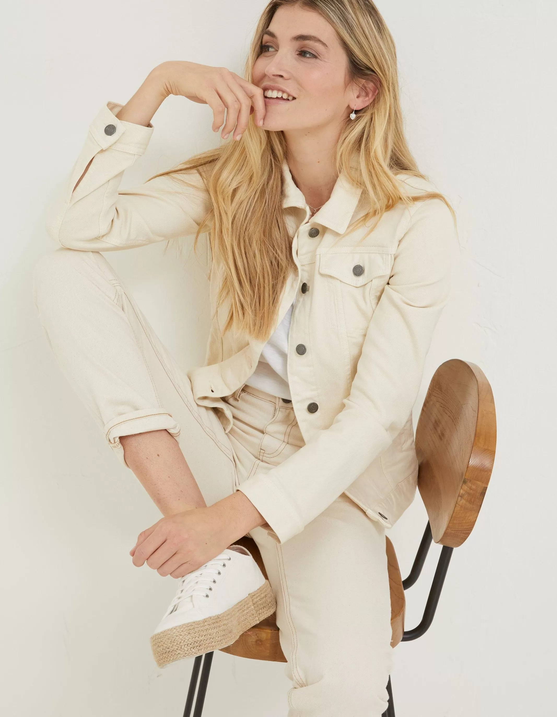 Outlet FatFace Tasha Denim Jacket Ecru