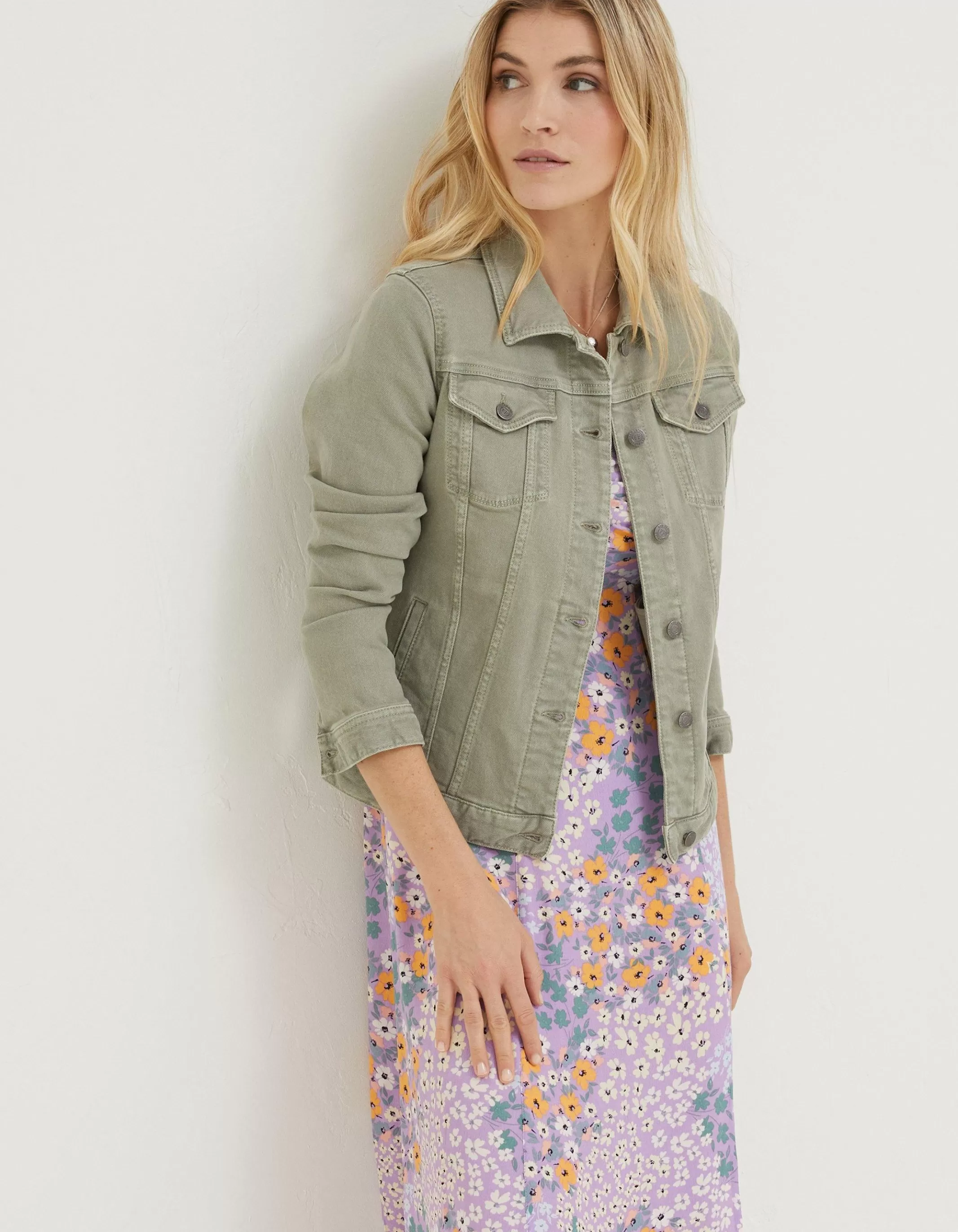 Online FatFace Tasha Denim Jacket Green