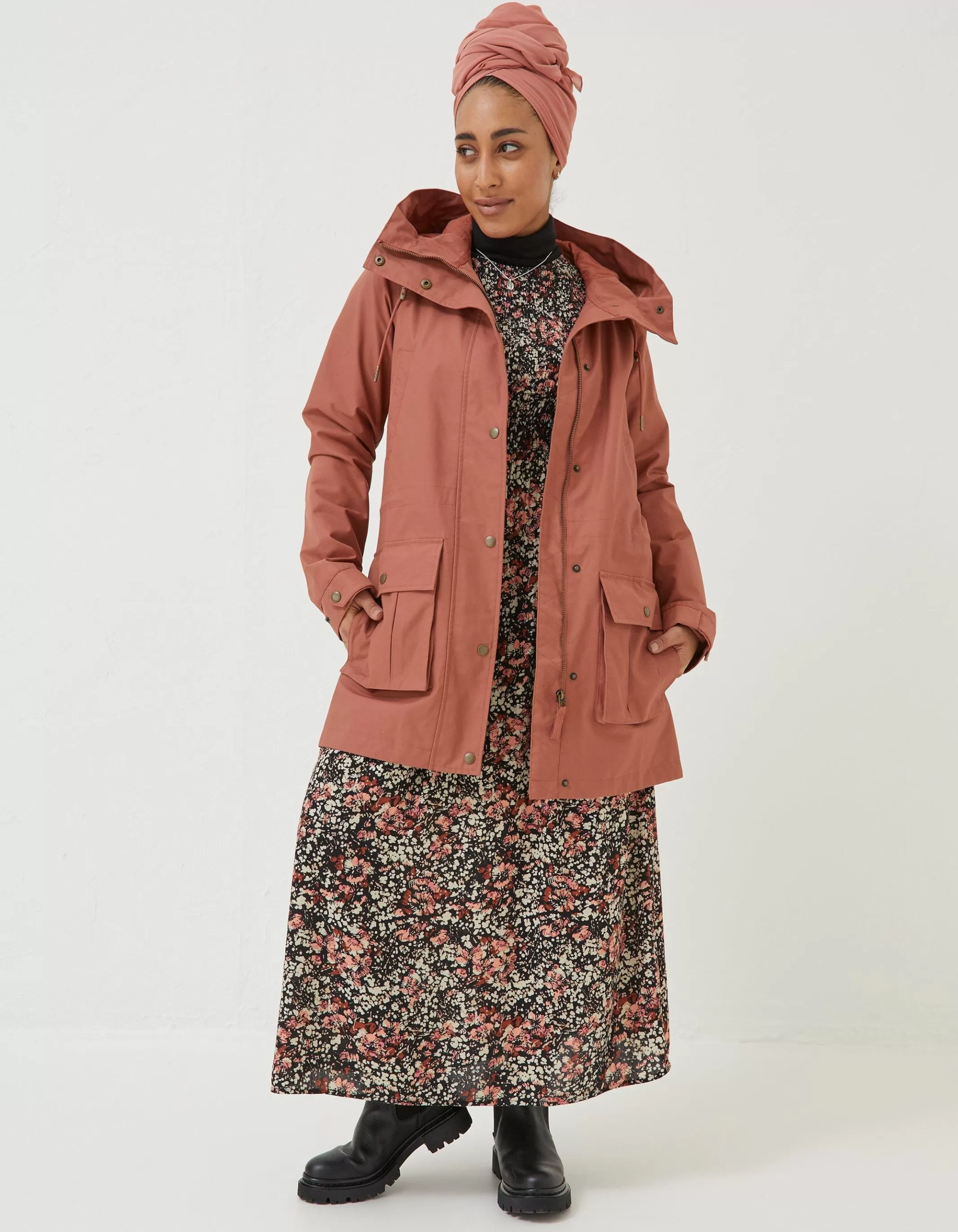 Best FatFace Taylor Waterproof Jacket Rust Brown