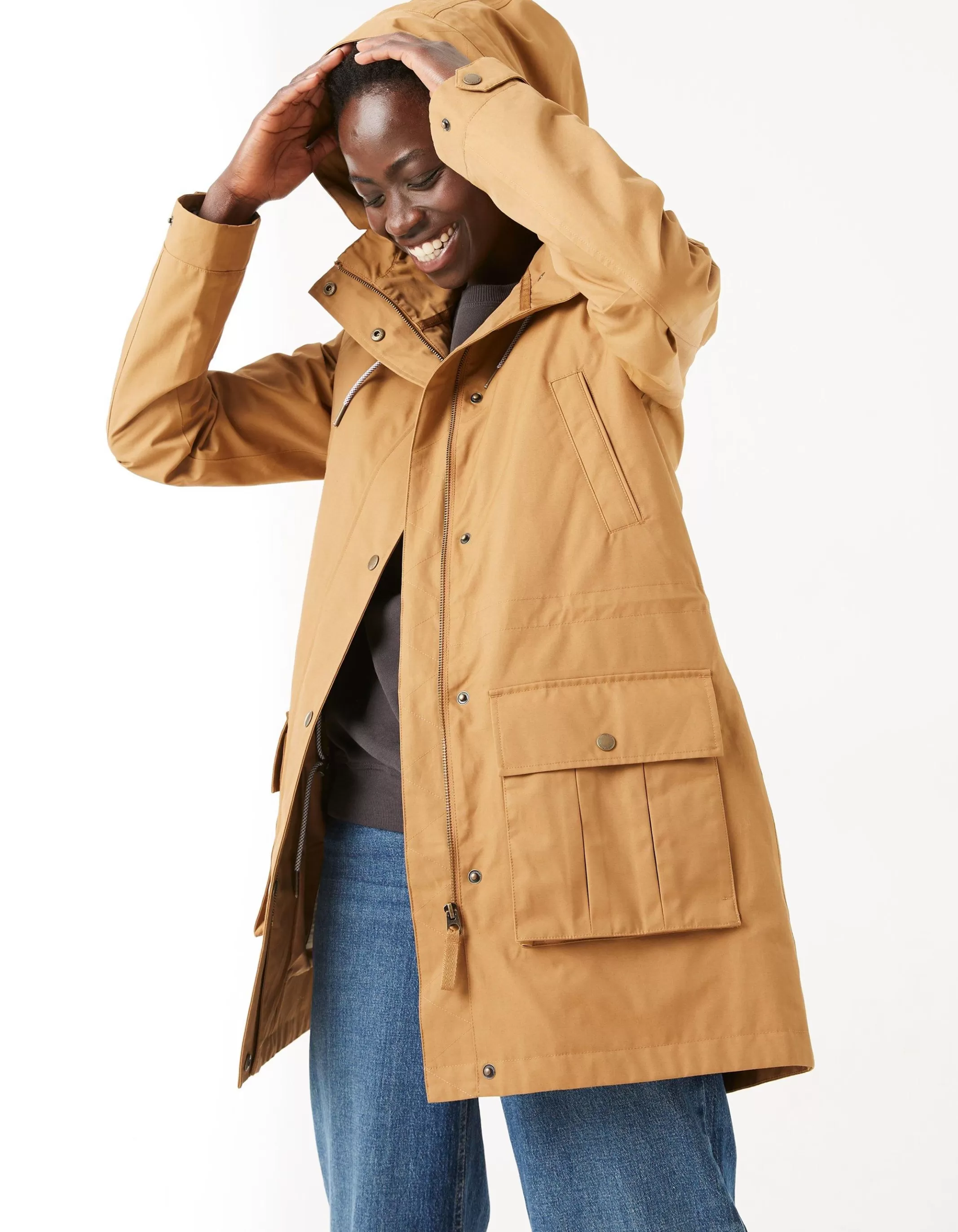 Cheap FatFace Taylor Waterproof Jacket Tan Yellow