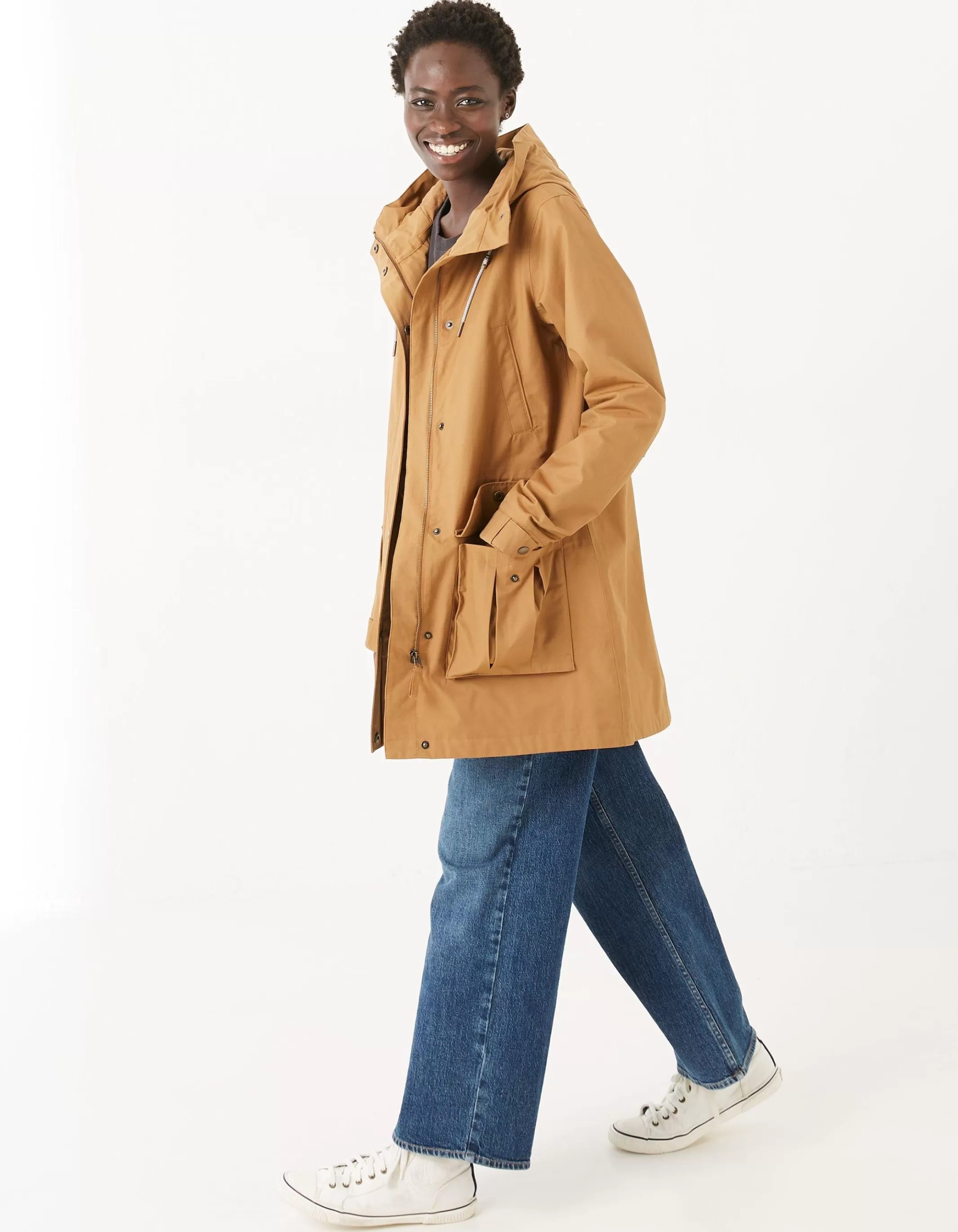 Cheap FatFace Taylor Waterproof Jacket Tan Yellow