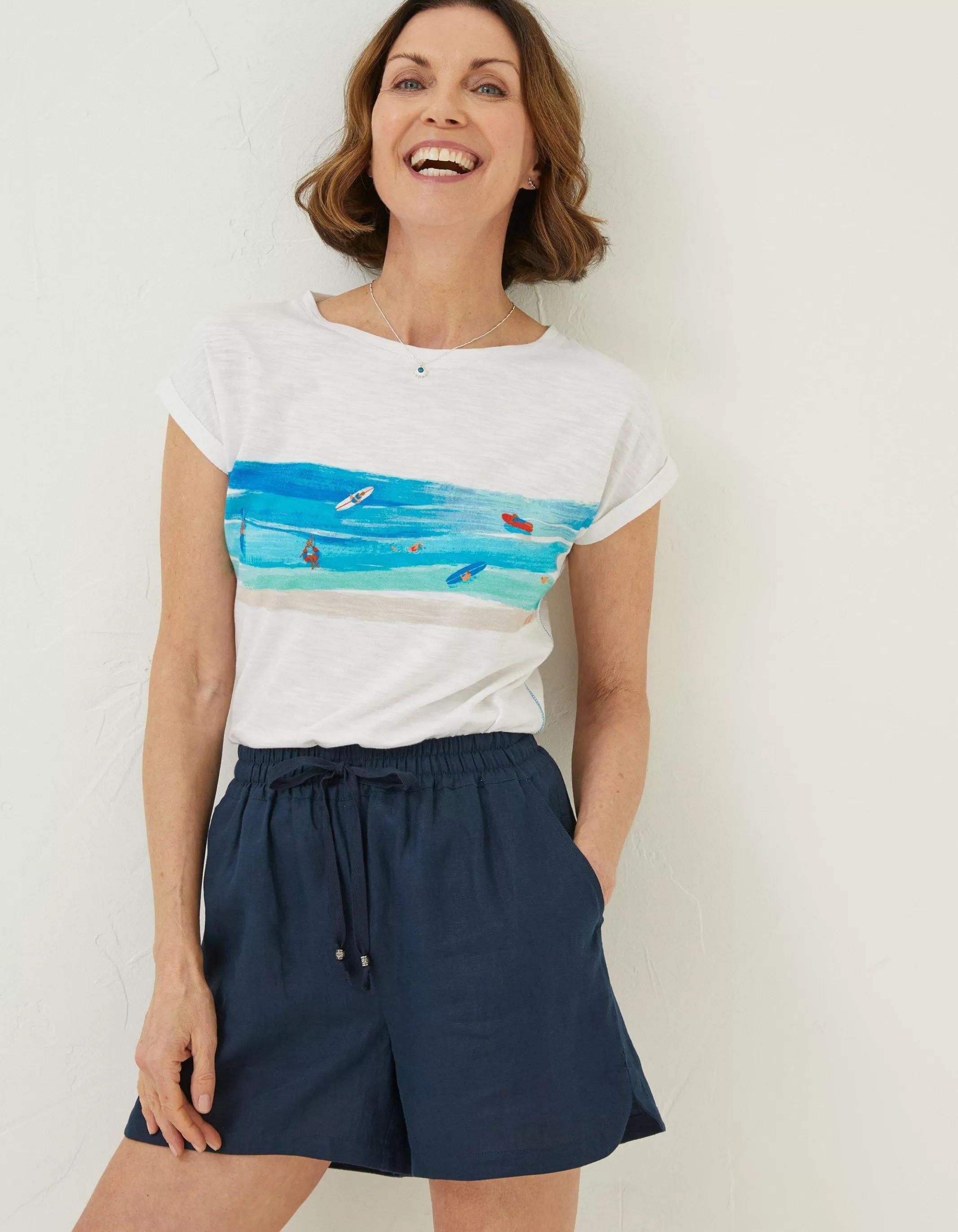 Hot FatFace Tenby Linen Short Navy