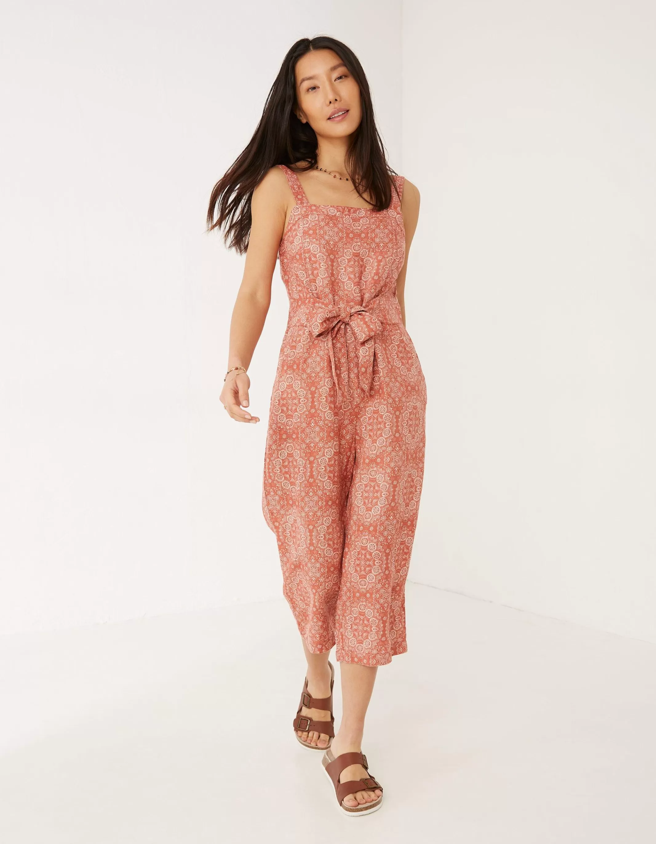 Fashion FatFace Terra Linen Blend Jumpsuit Mid Orange