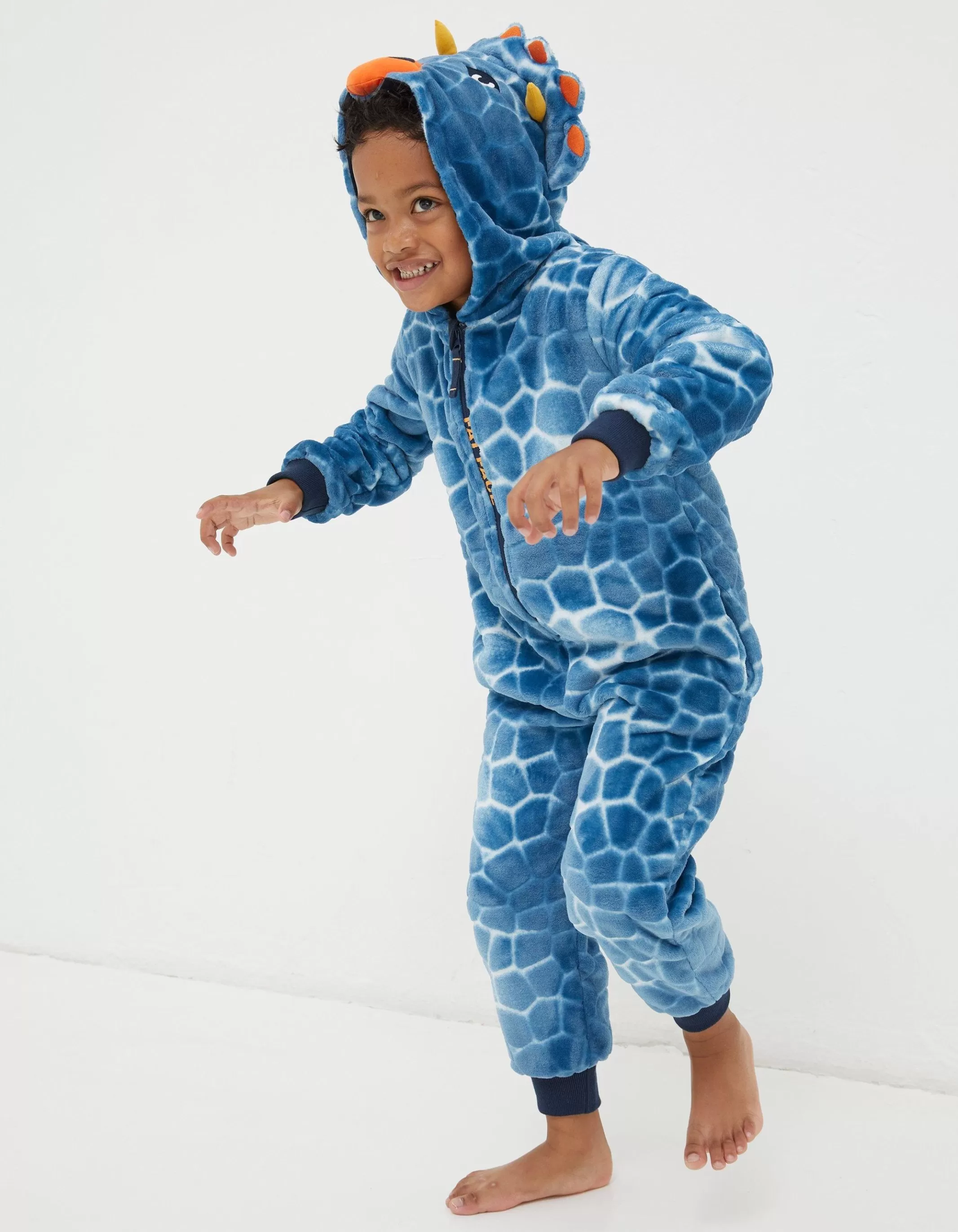 Fashion FatFace Terry Dinosaur Onesie Blue