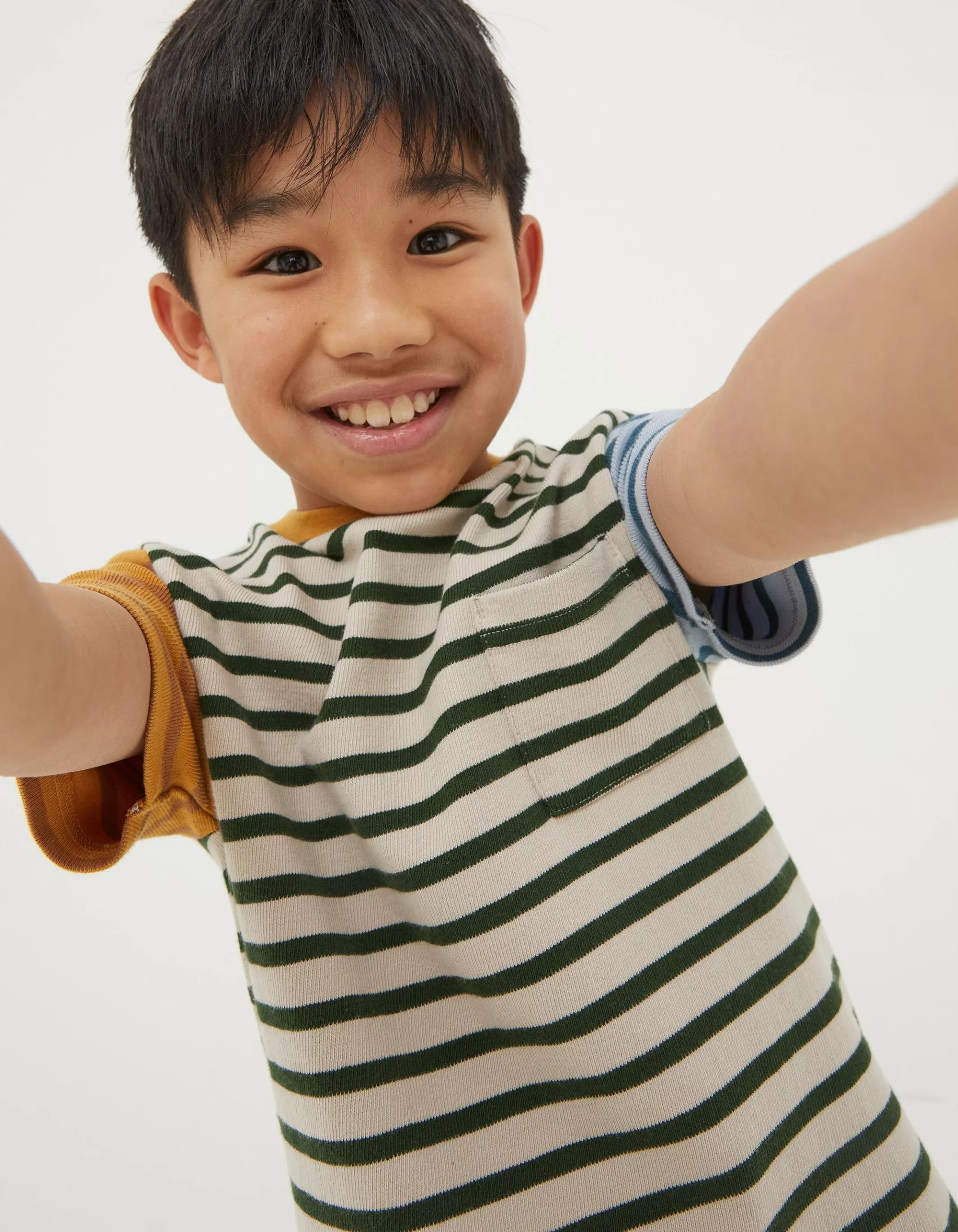 Best FatFace Textured Stripe T-Shirt Oatmeal