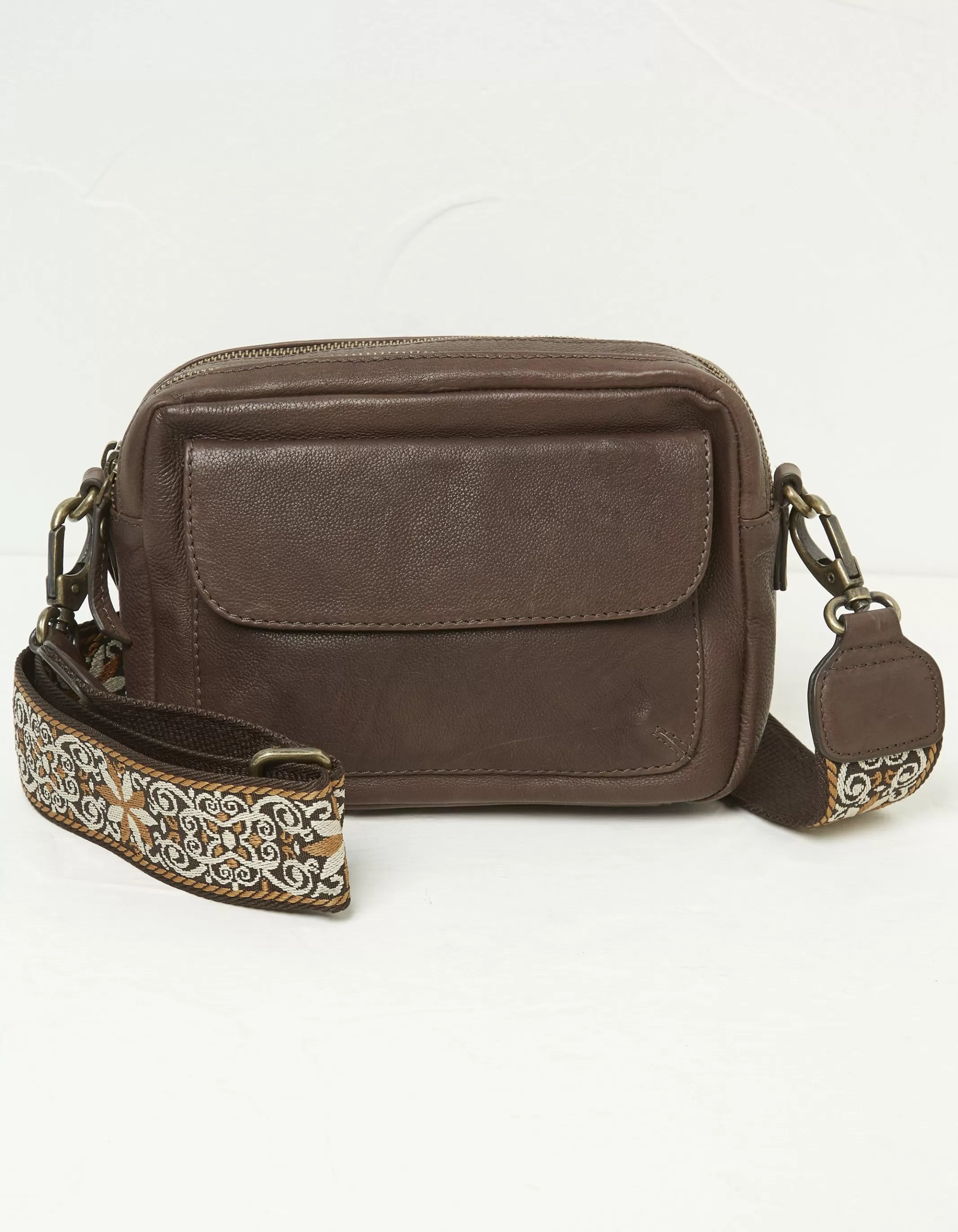 Shop FatFace The Oslo Camera Bag Ornate Strap Chocolate Brown