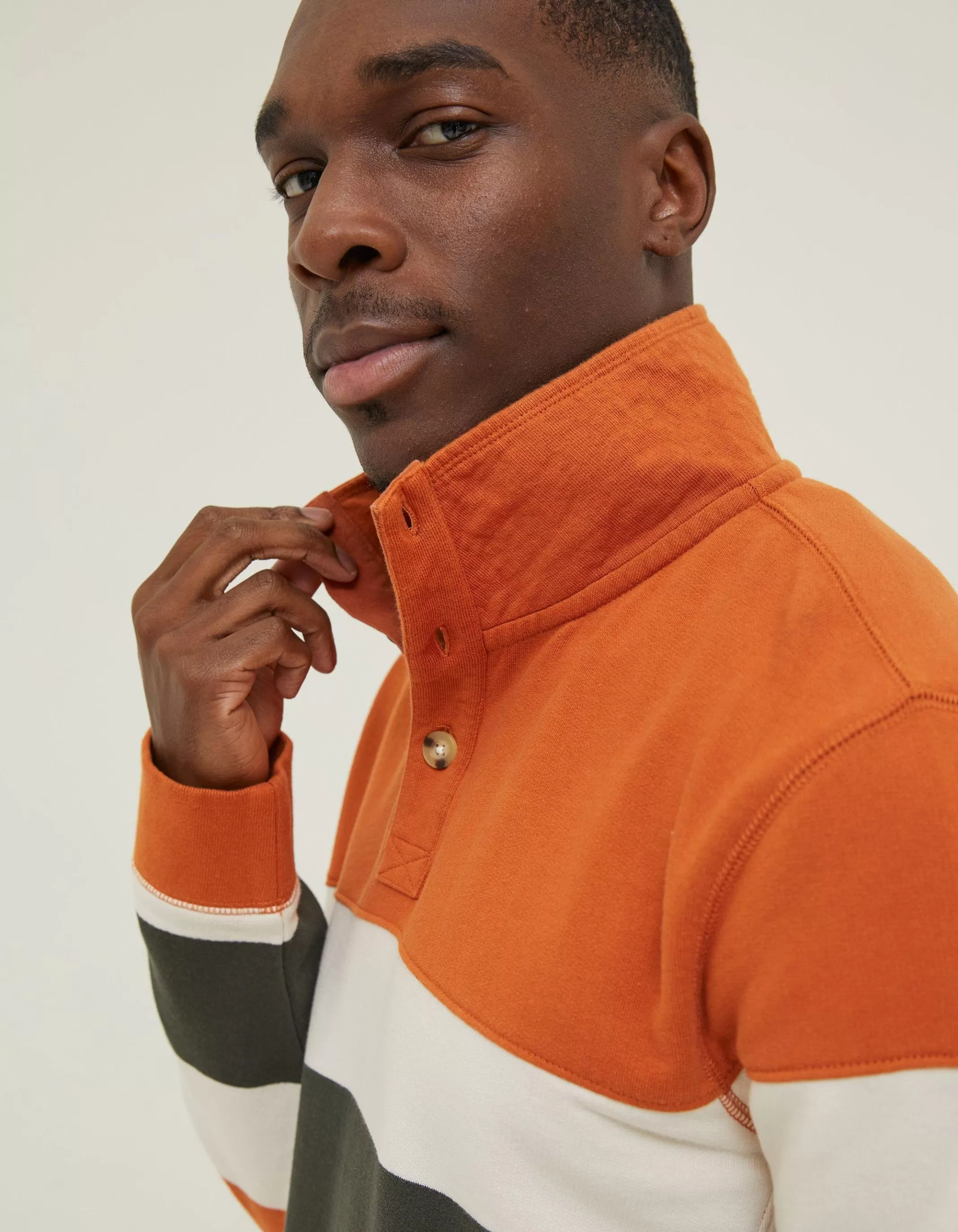 Outlet FatFace Thorpe Rugby Stripe Half Neck Orange