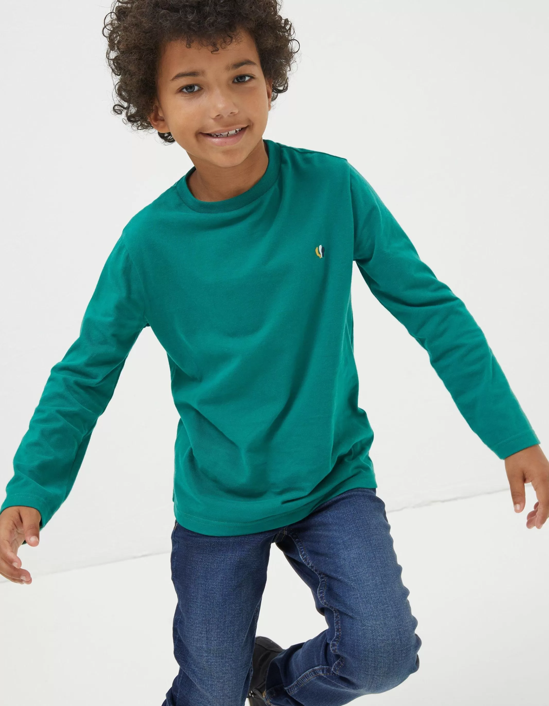 Cheap FatFace Three Pack Long Sleeve T-Shirts Jade Green
