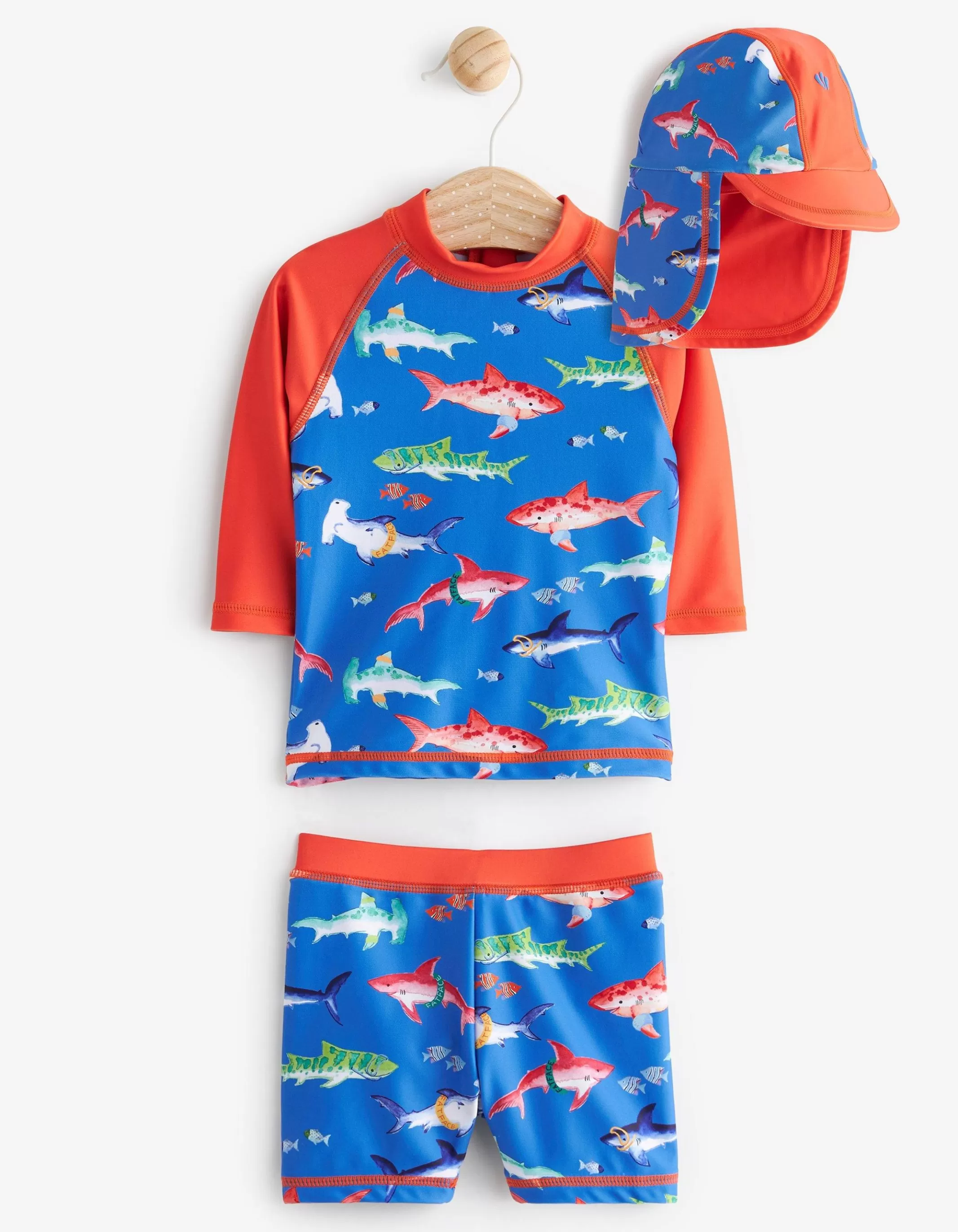 Cheap FatFace Three Piece Shark Swim Set Blue