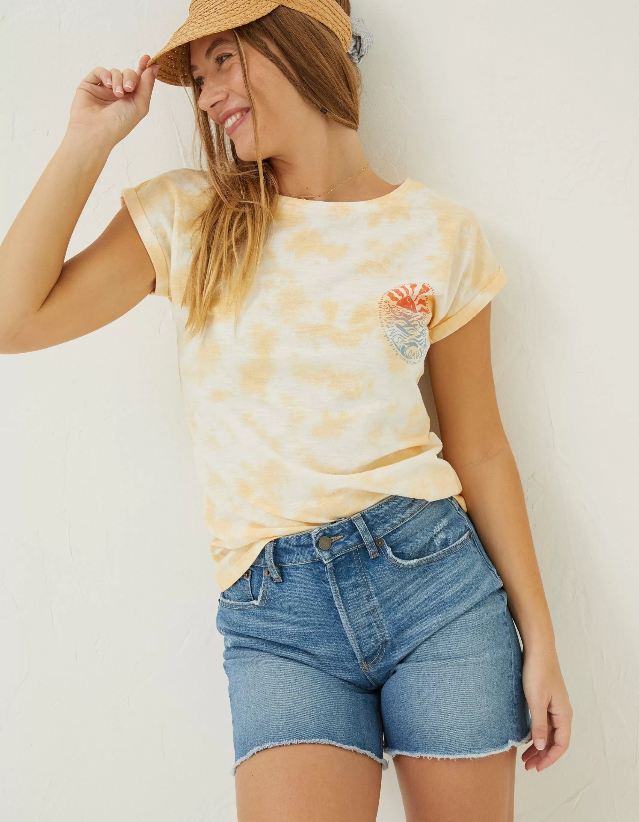 Shop FatFace Tie Dye Happiness T-Shirt Ivory