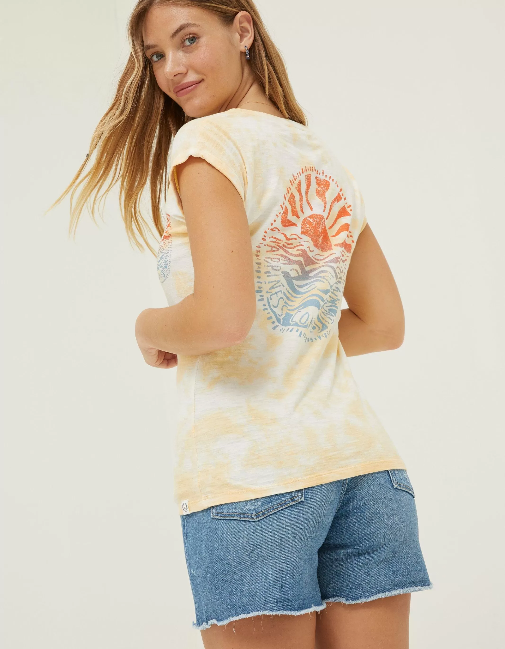 Shop FatFace Tie Dye Happiness T-Shirt Ivory