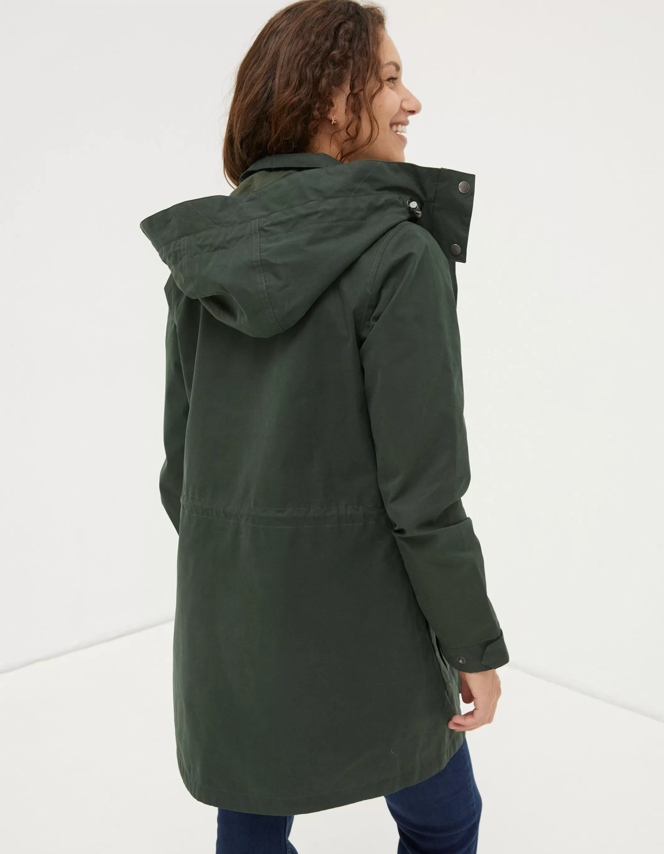 Cheap FatFace Tiegan Waterproof Coat Green