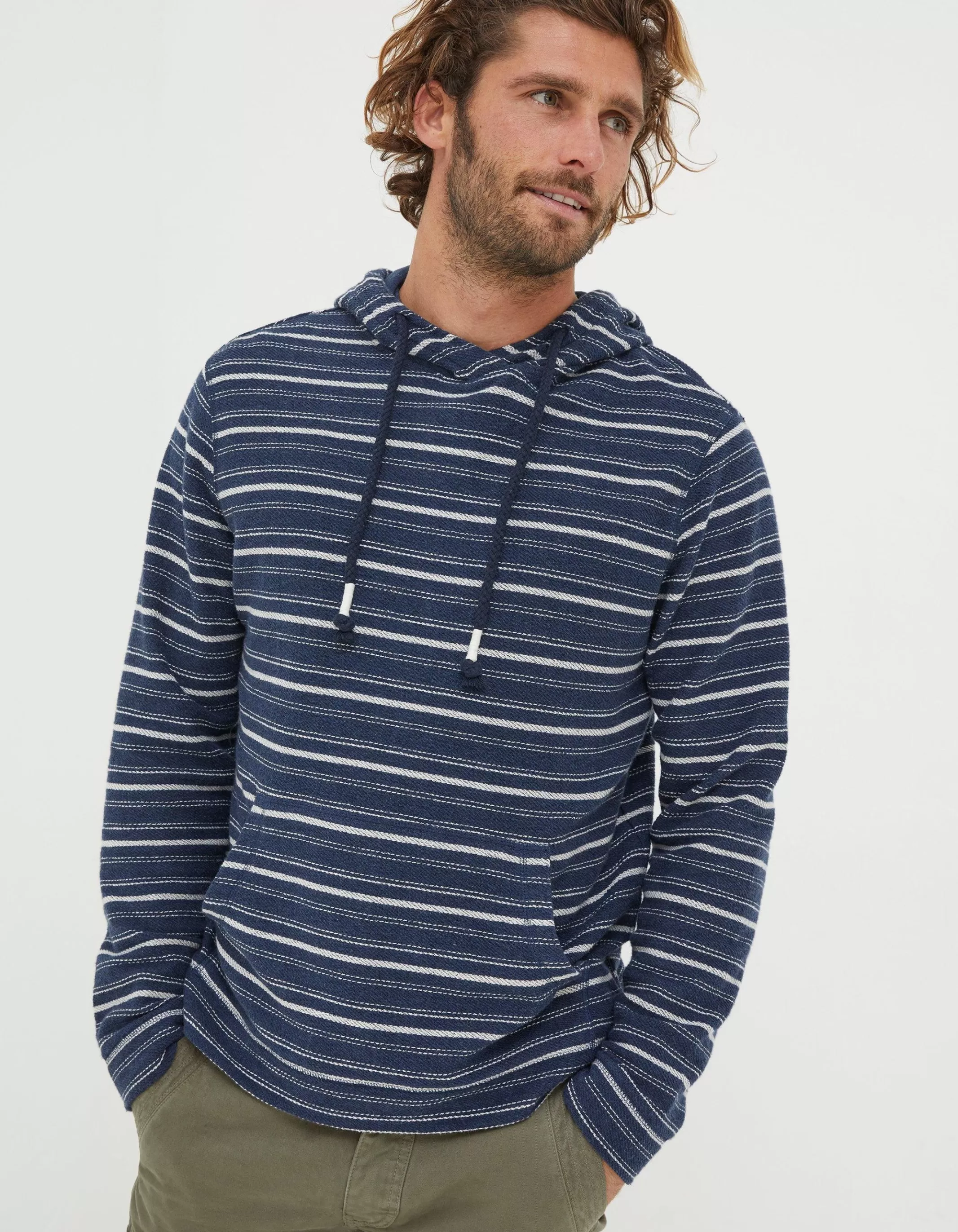 Online FatFace Trescoe Fine Stripe Hoodie Navy