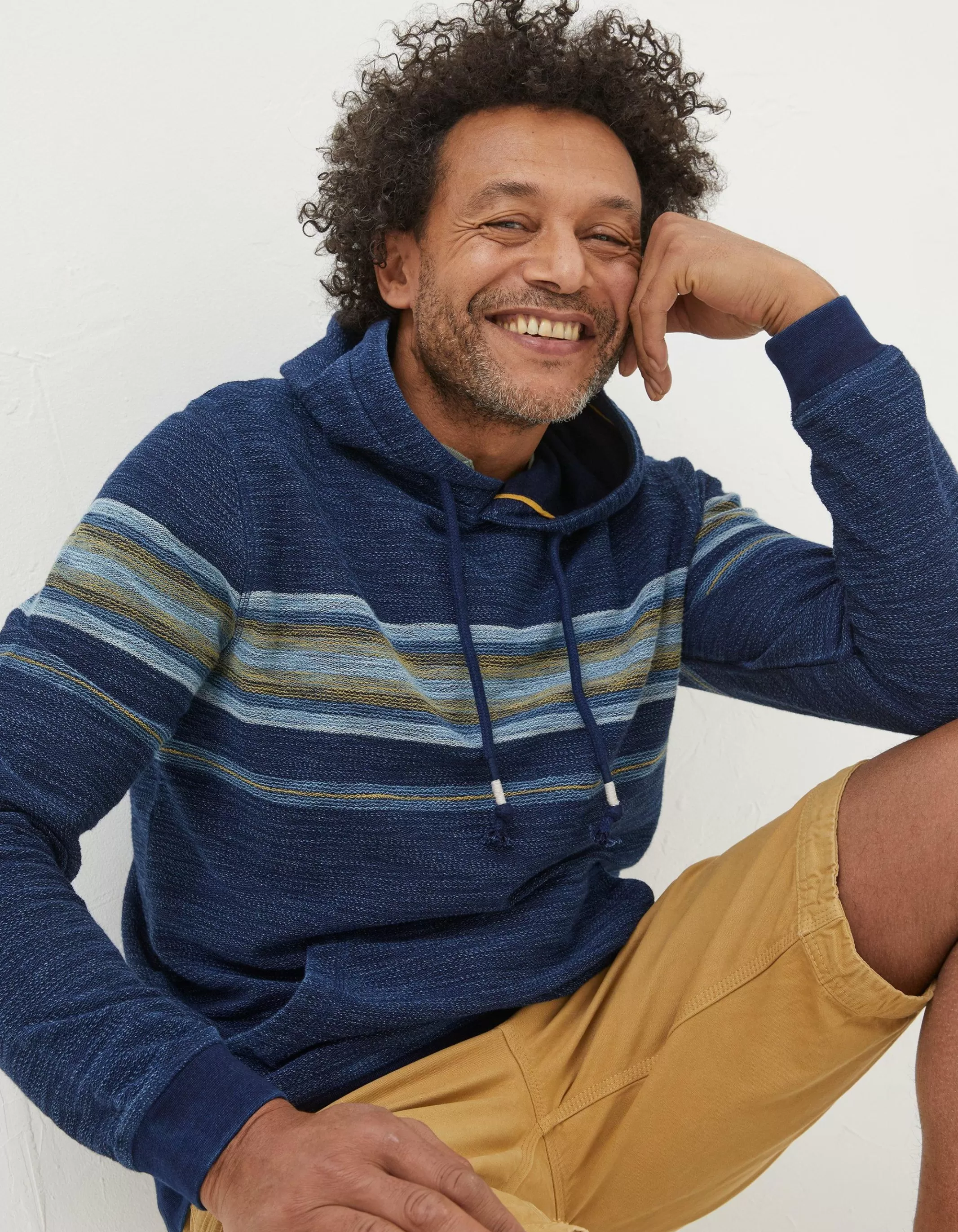 Cheap FatFace Trescowe Indigo Stripe Hoodie Indigo Blue