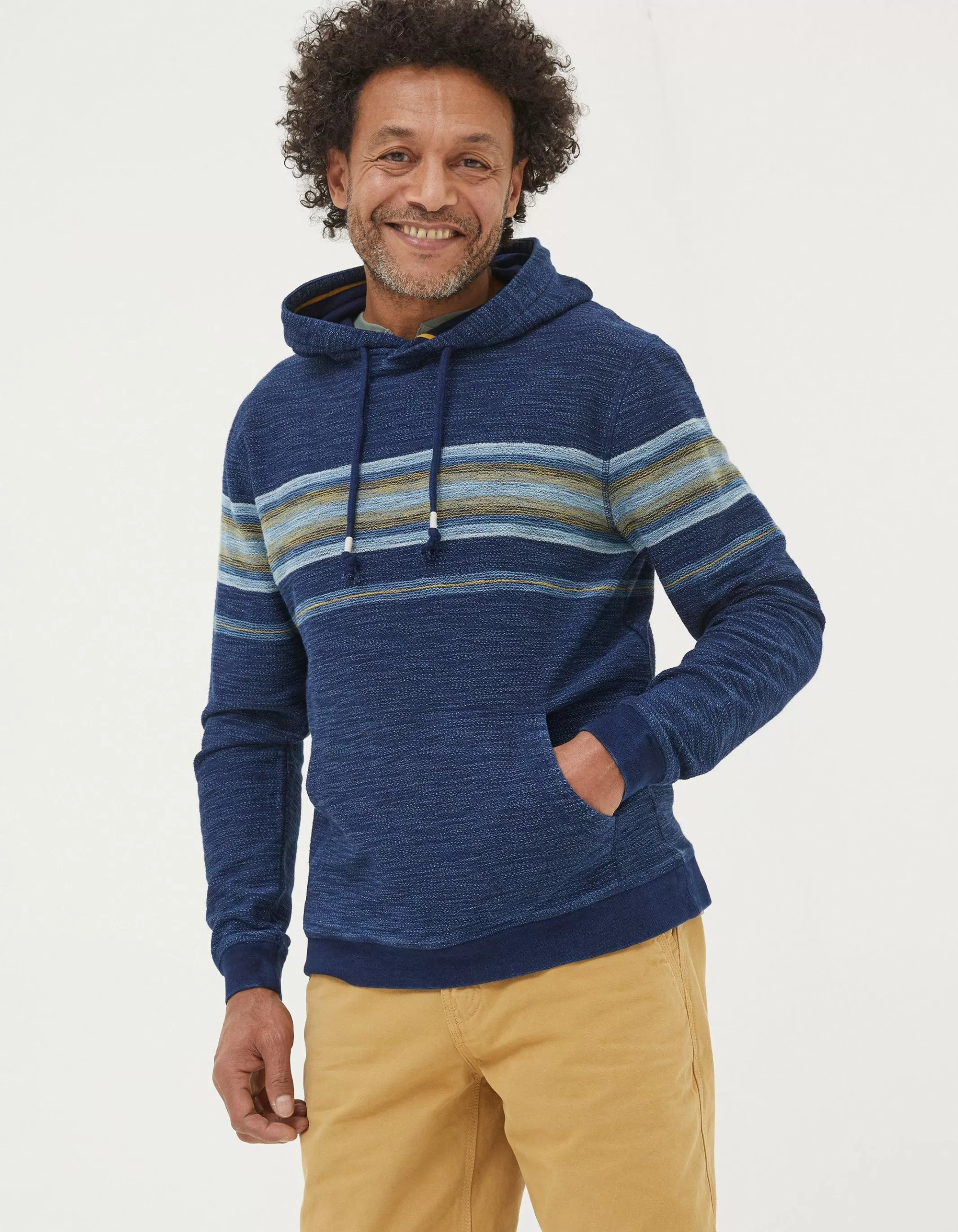Cheap FatFace Trescowe Indigo Stripe Hoodie Indigo Blue