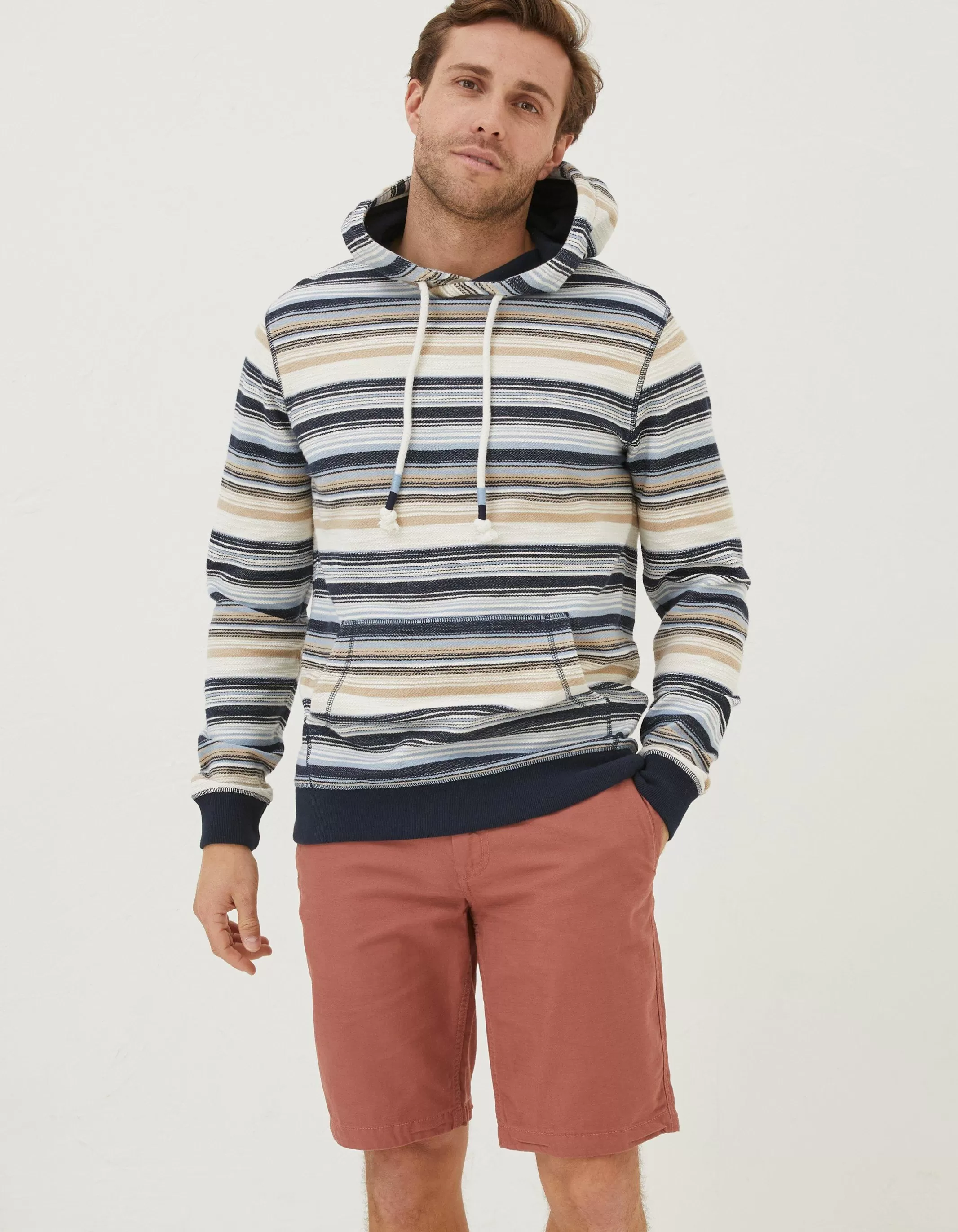 Cheap FatFace Trescowe Overhead Hoodie Off White