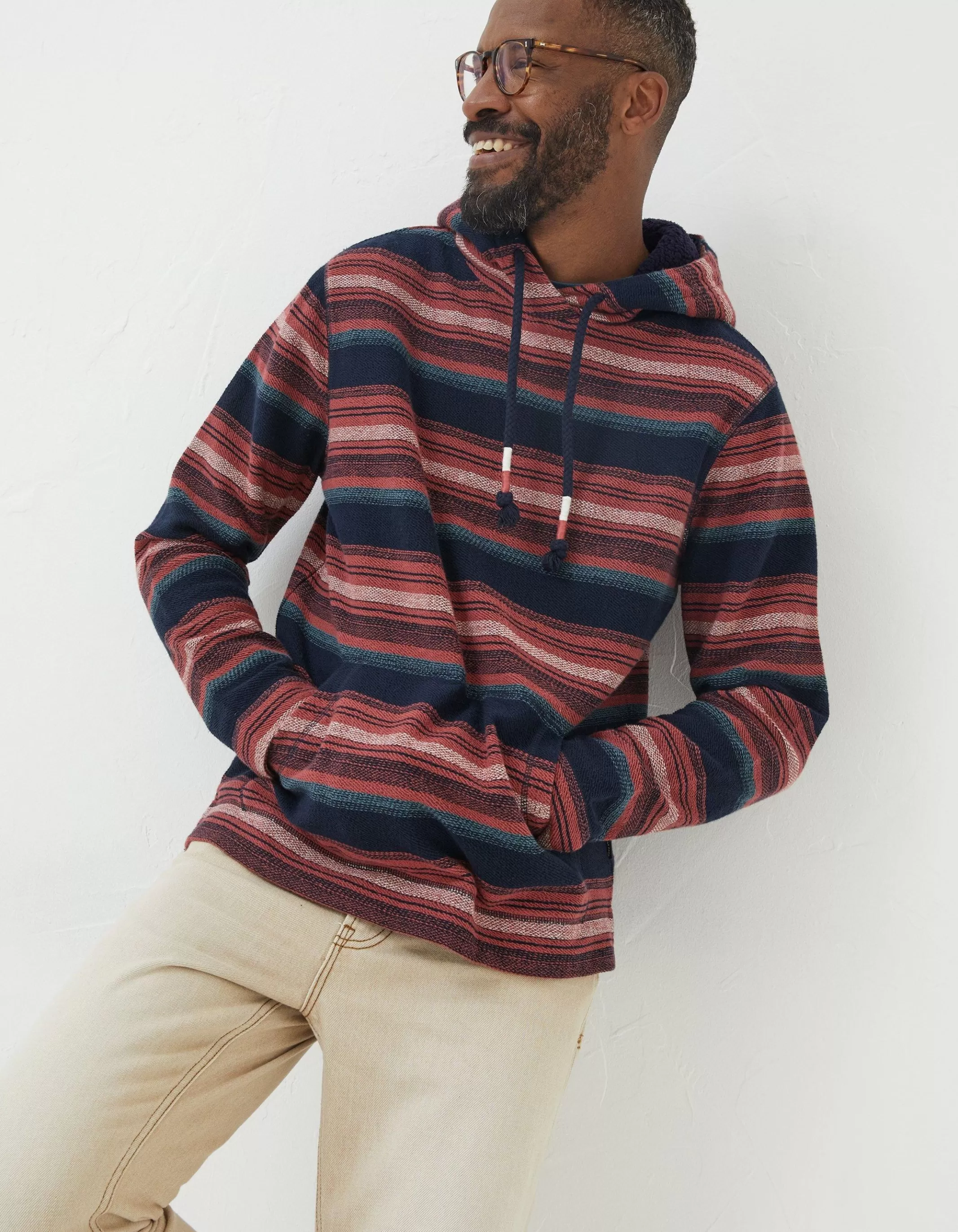 Outlet FatFace Trescowe Stripe Hoodie Plum