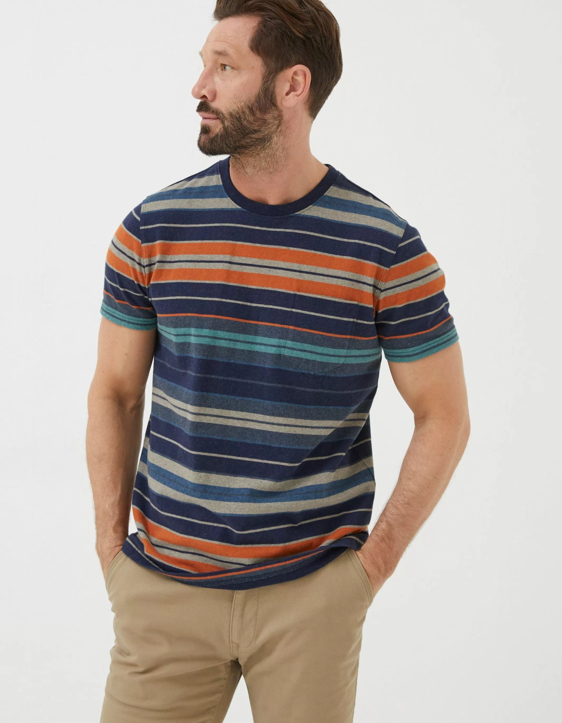 Outlet FatFace Trescowe Stripe T-Shirt Dusky Blue