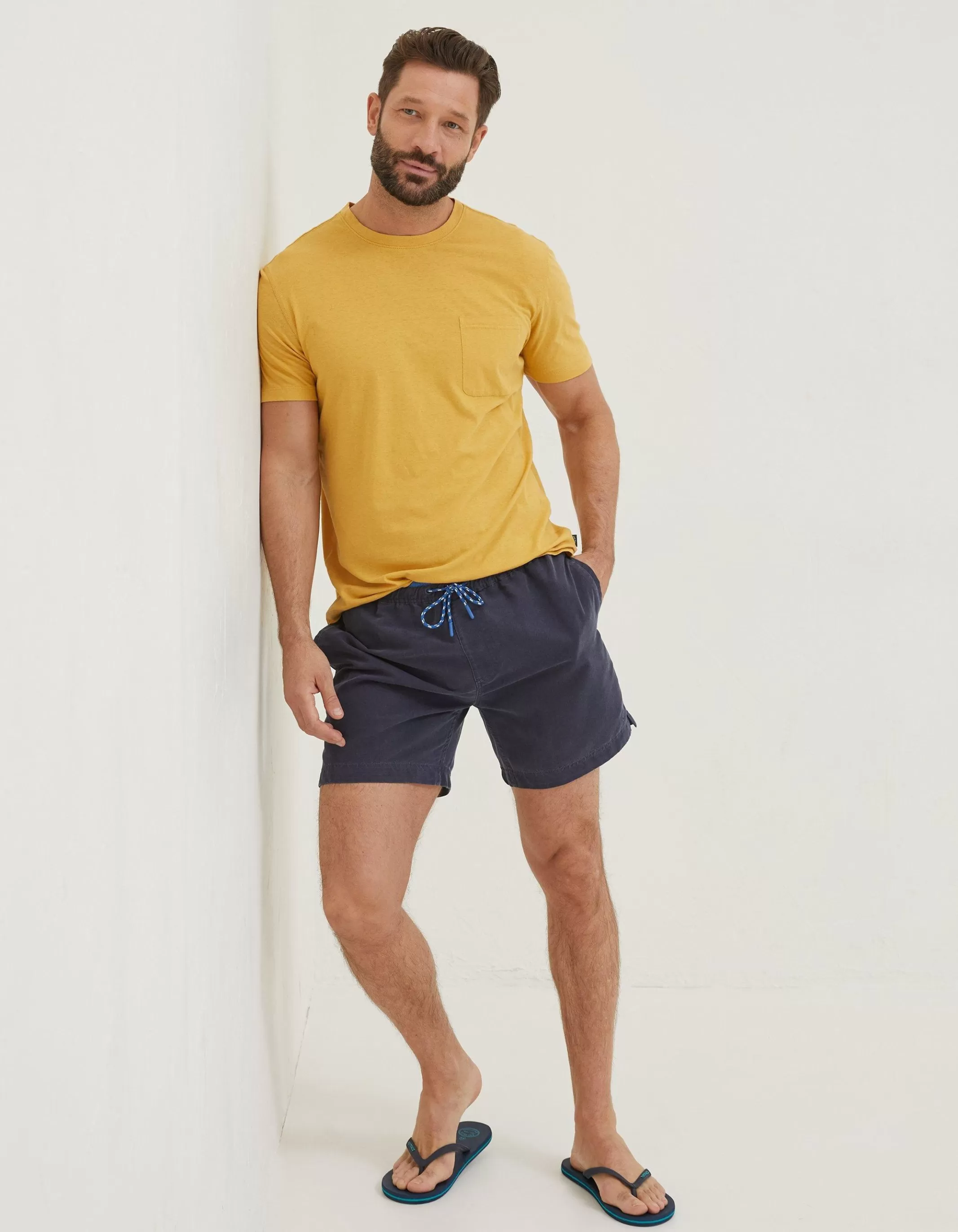 Sale FatFace Trevose Plain Swim Shorts Navy