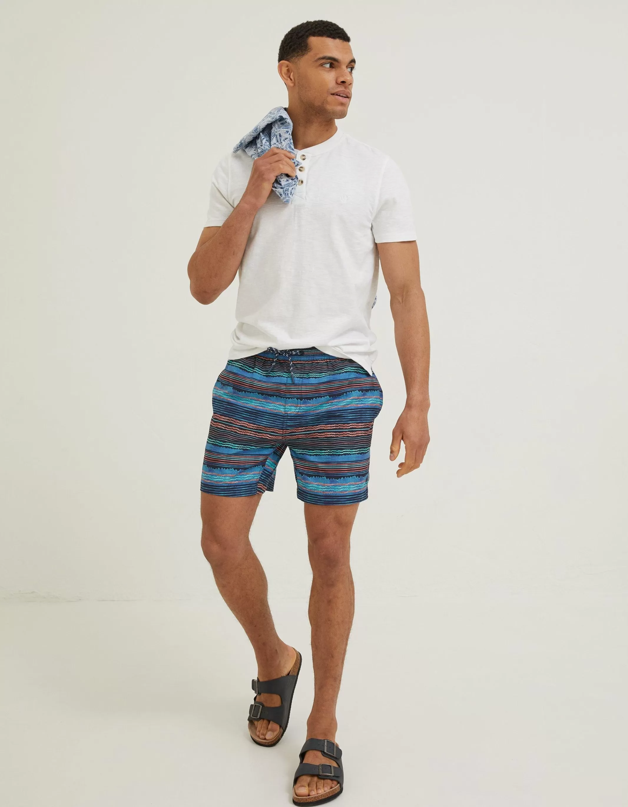New FatFace Trevose Scribble Swim Shorts Navy
