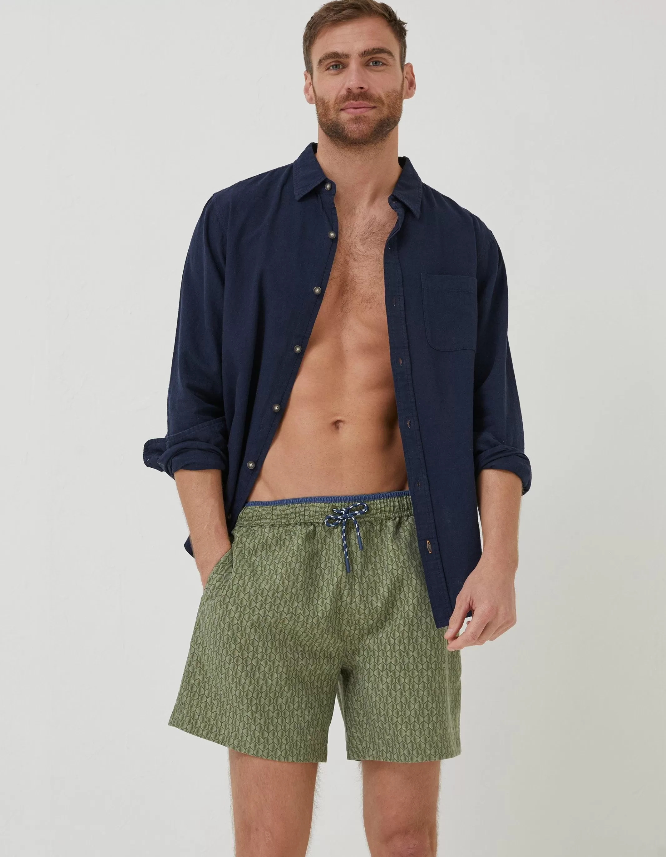 New FatFace Trevose Shell Swim Shorts Khaki Green