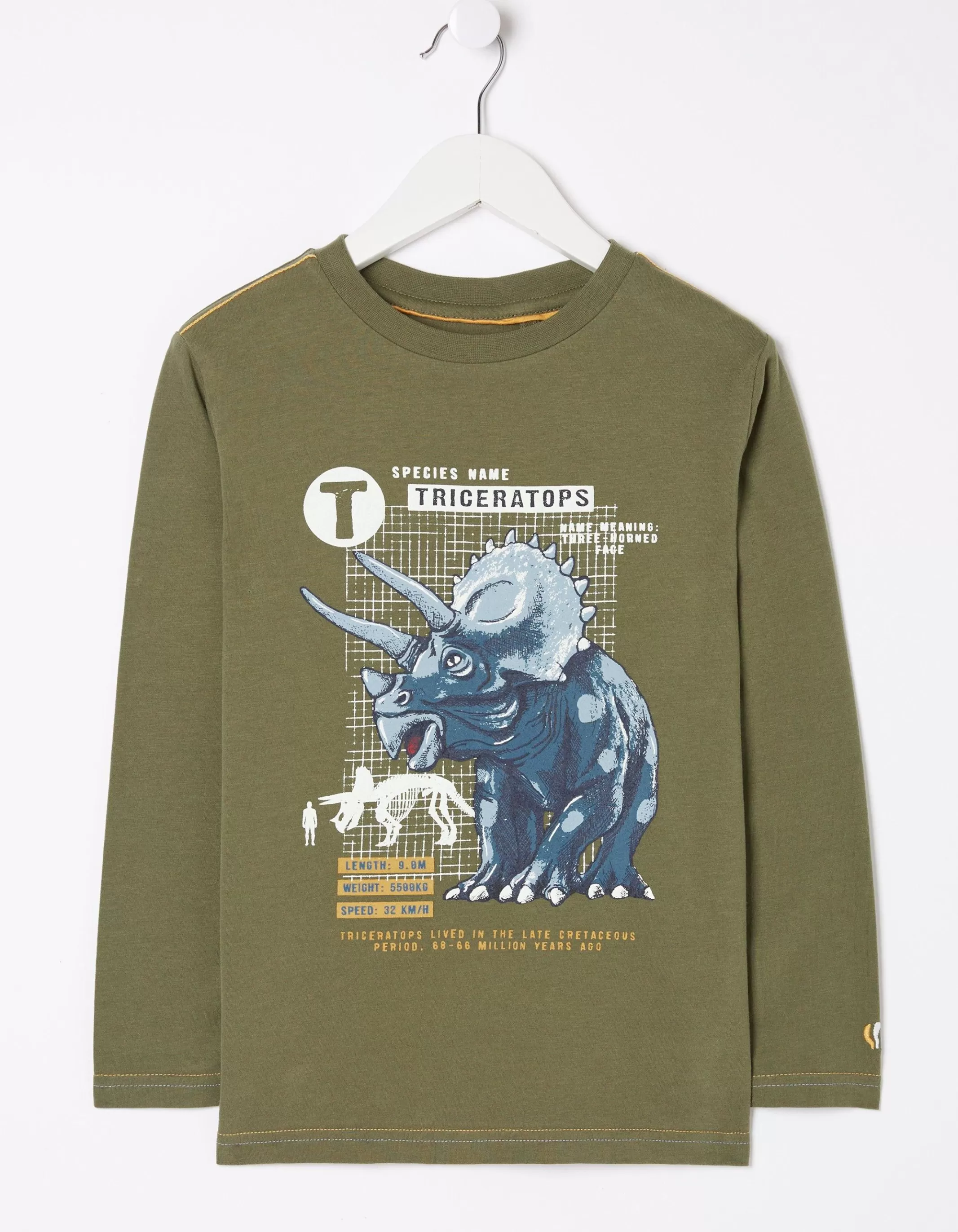 Cheap FatFace Triceratops Jersey T-Shirt Khaki Green